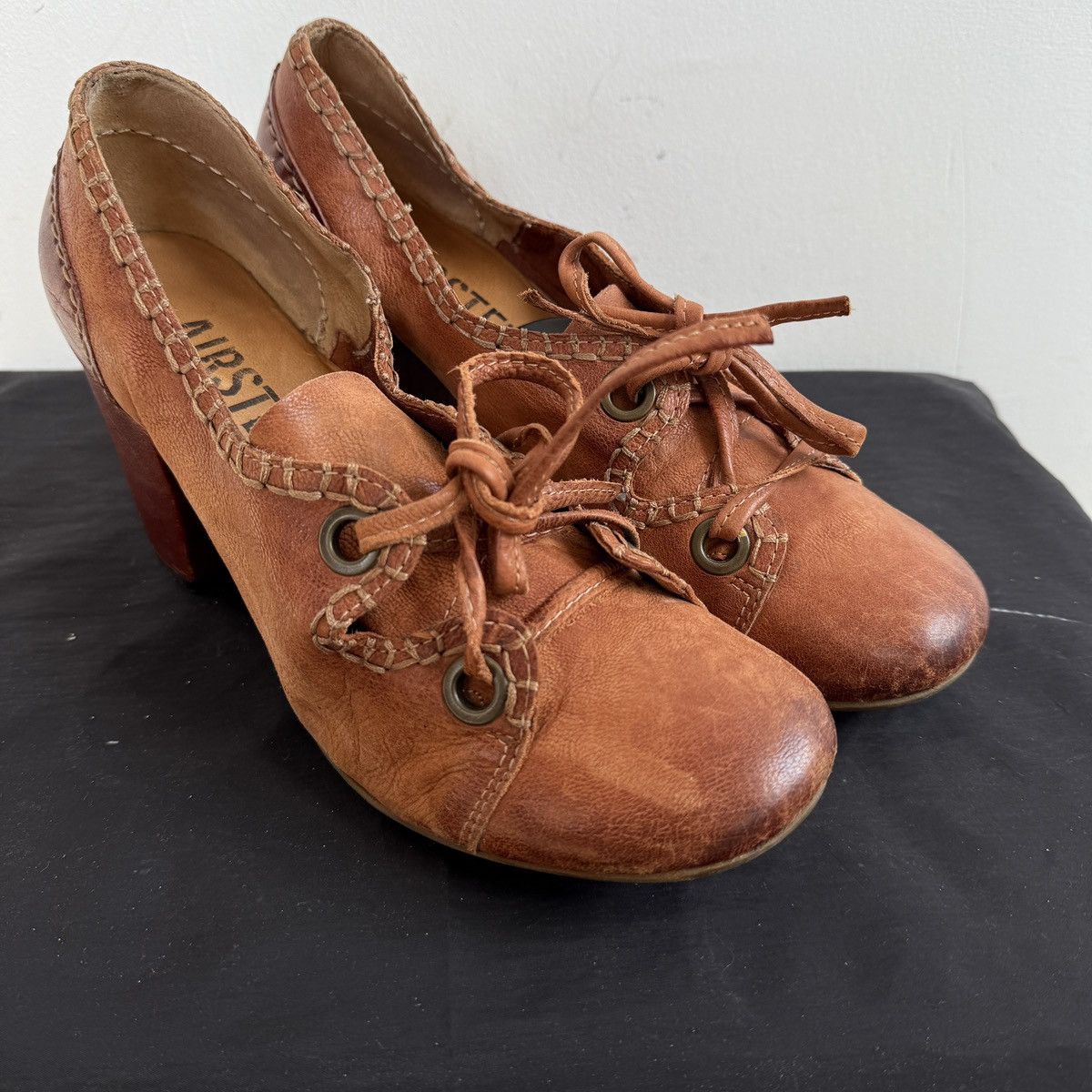 A.S.98 A.S.98 Avant Garde Tan Brown Leather Lace Up Heeled Oxfords Size US 8 / IT 38 - 3 Thumbnail