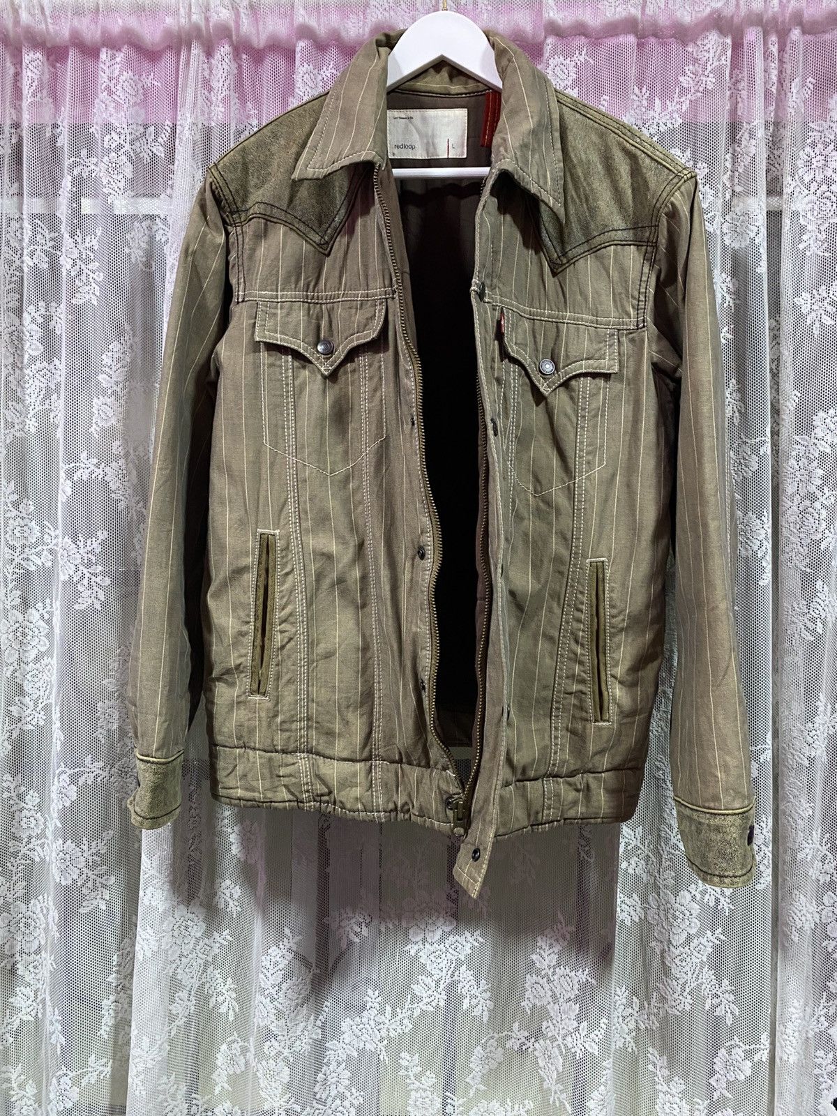 Levi's × Levi's Vintage Clothing × Vintage Vintage Levi's Redloop Hickory Stripe Jacket Made Japan Size US L / EU 52-54 / 3 - 3 Thumbnail