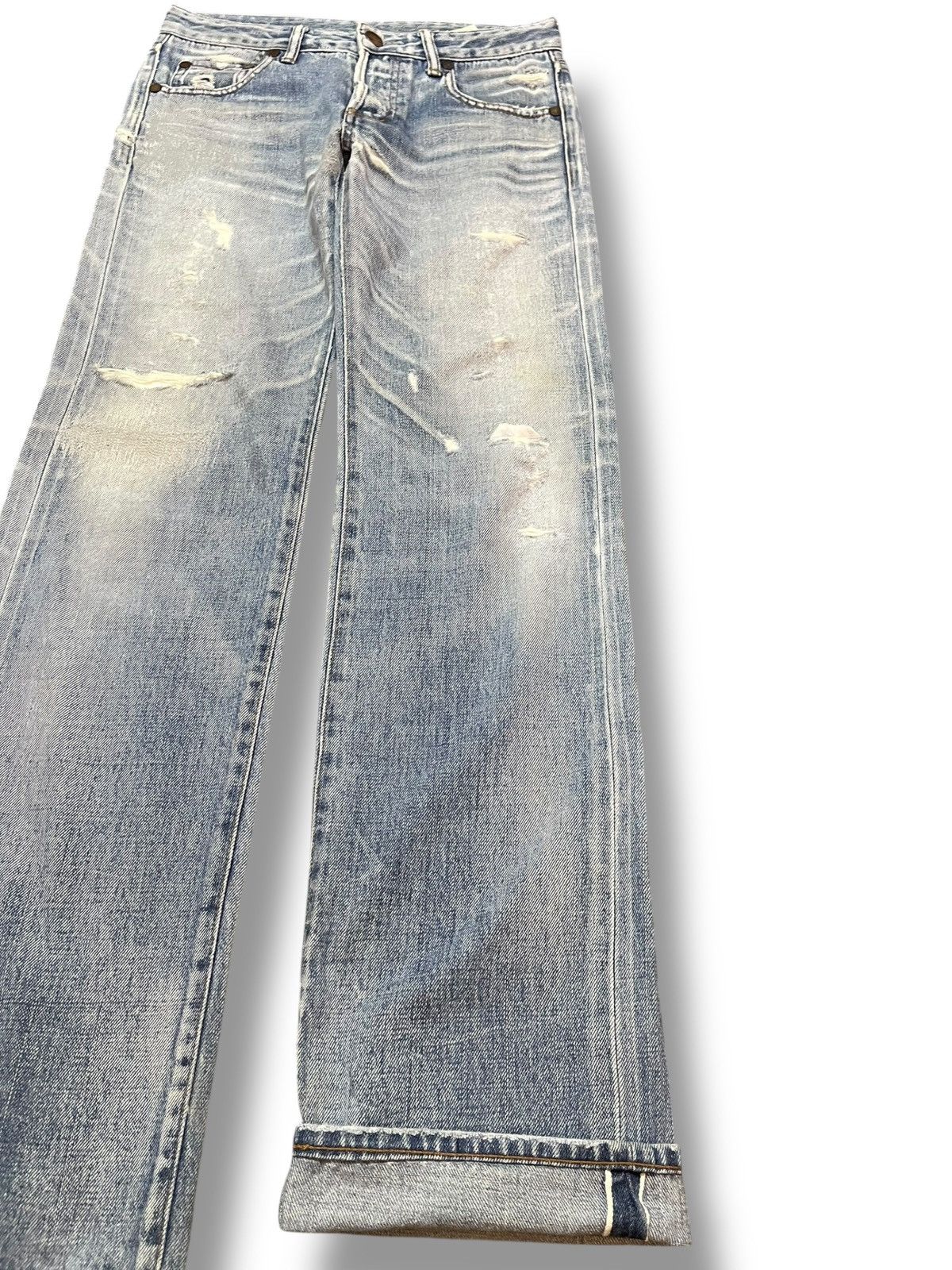 Japanese Brand Vintage Stunning Lure Selvedge Faded Whiskers Denim Size US 29 - 4 Thumbnail