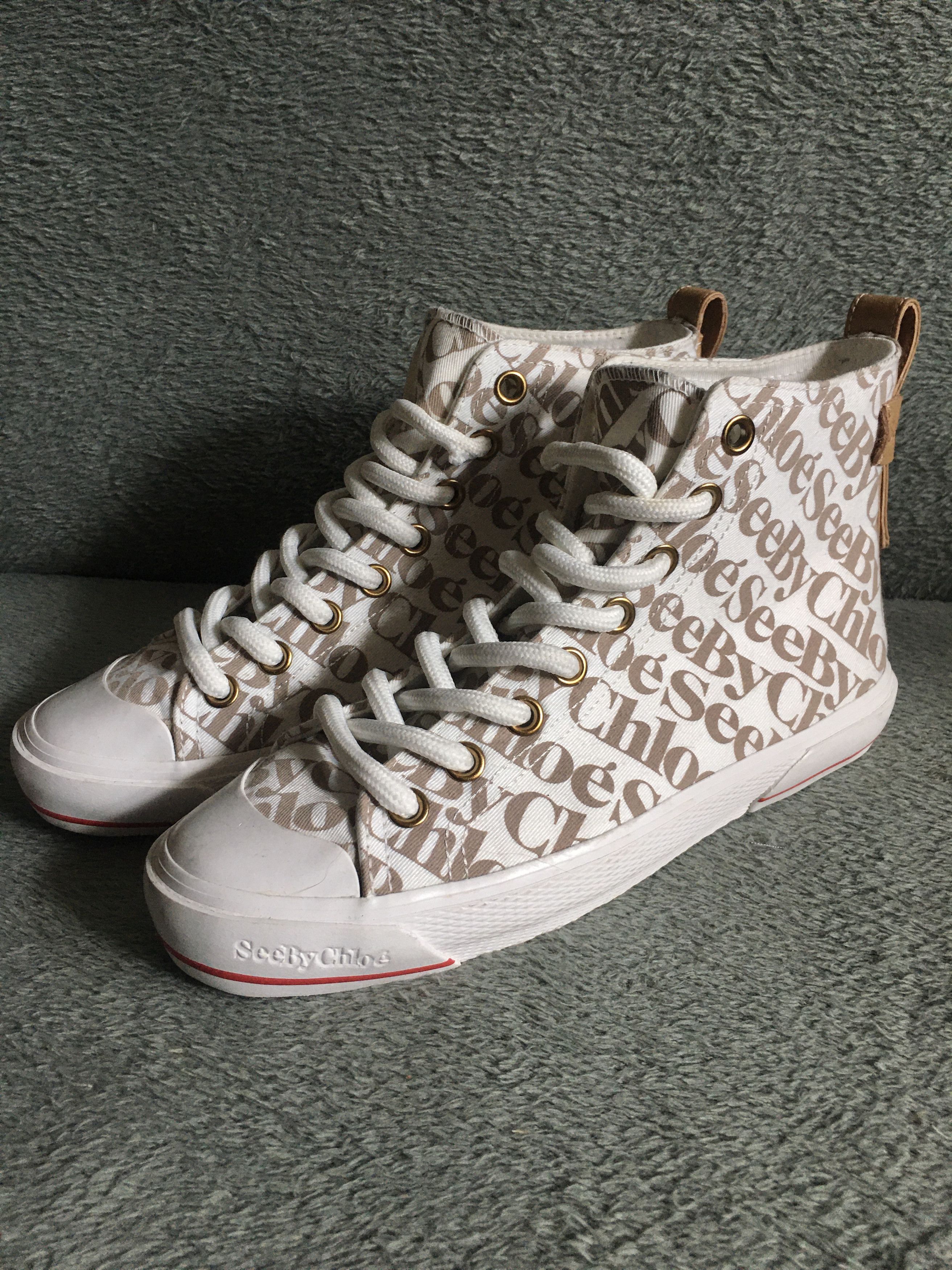 See by Chloe See by CHLOÉ ARYANA White Logo Canvas Sneakers EU 38 Size US 8 / IT 38 - 4 Thumbnail