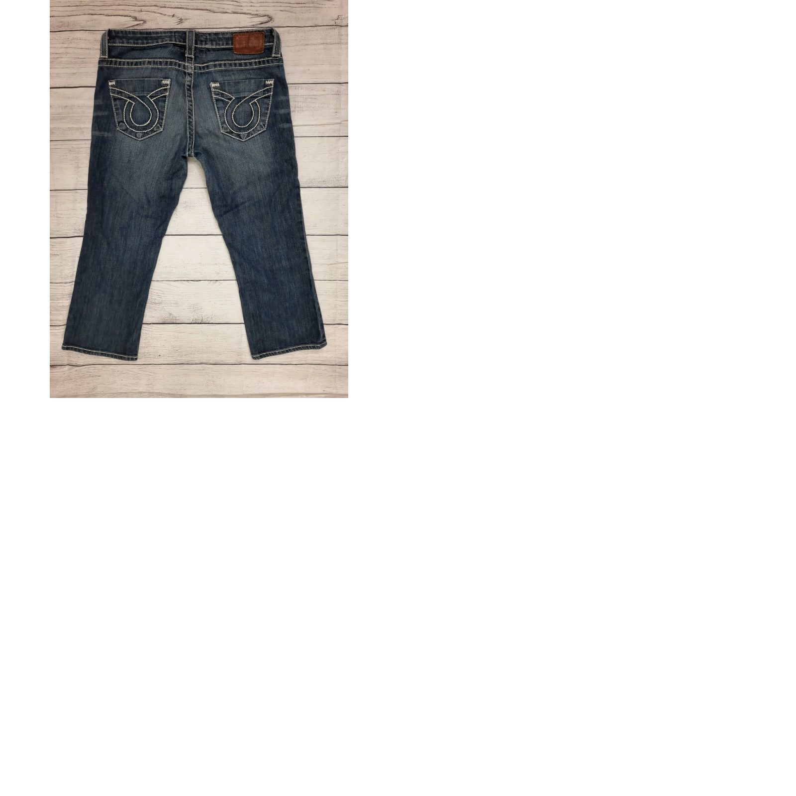 Denime Big Star LIV Capri Stretch Denim Crop Jeans Womens Size 28 Blue 5-Pocket Design Slim Crop Star Embroidered 21in Inseam Jeans Size 28" / US 6 / IT 42 - 9 Thumbnail