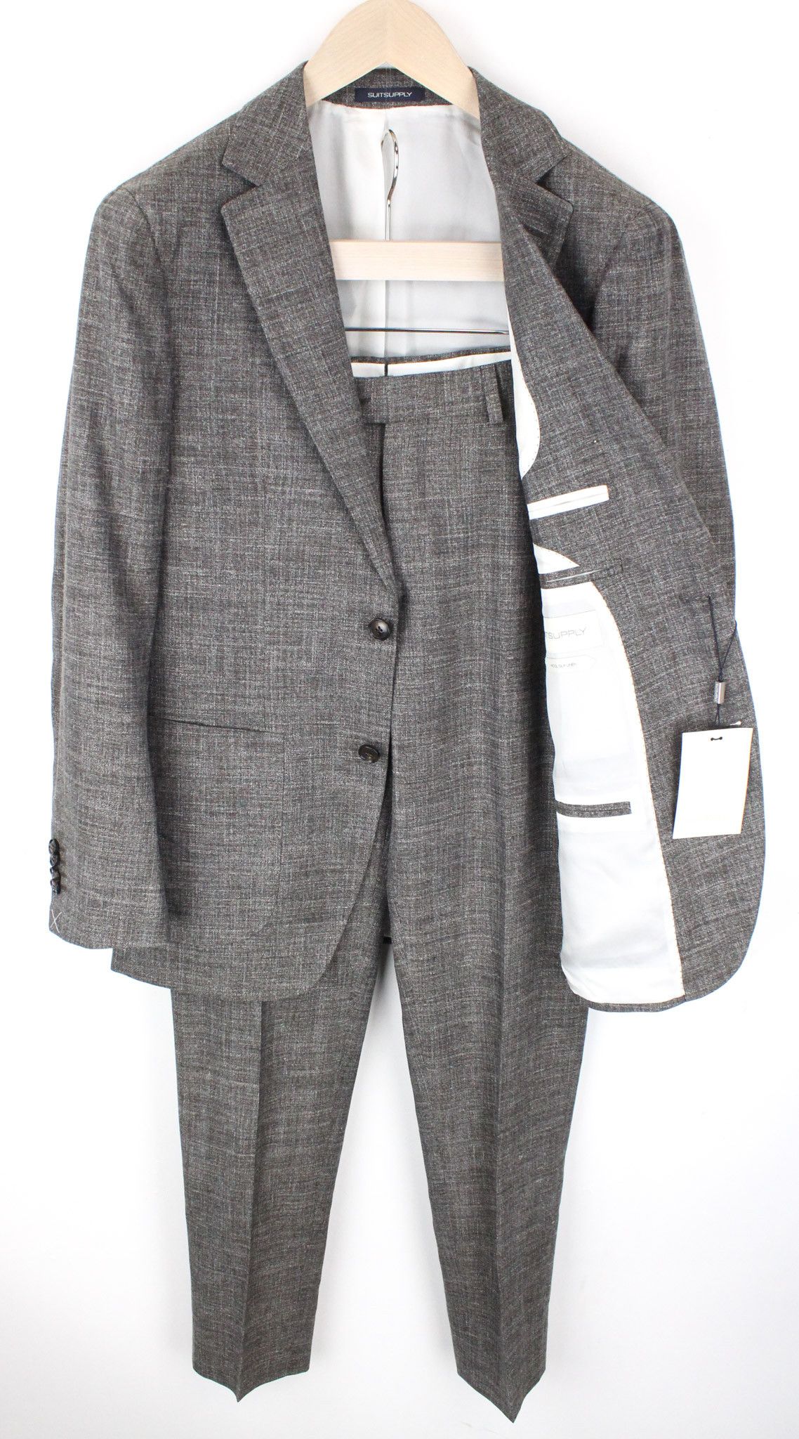 image of Suitsupply Havana Patch Uk36R Wool Silk Linen Brown Suit 68600, Men's