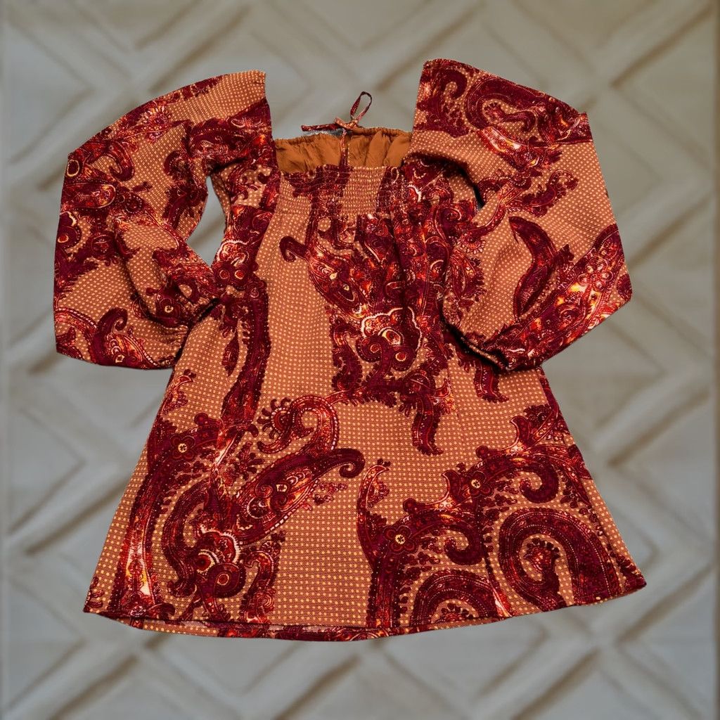 Urban Outfitters Urban Outfitters Paisley Embellished Sequin Mini Dress Womens Red Puff Sleeve S Color Red Paisley Sequin Mini Dress Party Cocktail Formal Womens Size S / US 4 / IT 40 - 1 Thumbnail