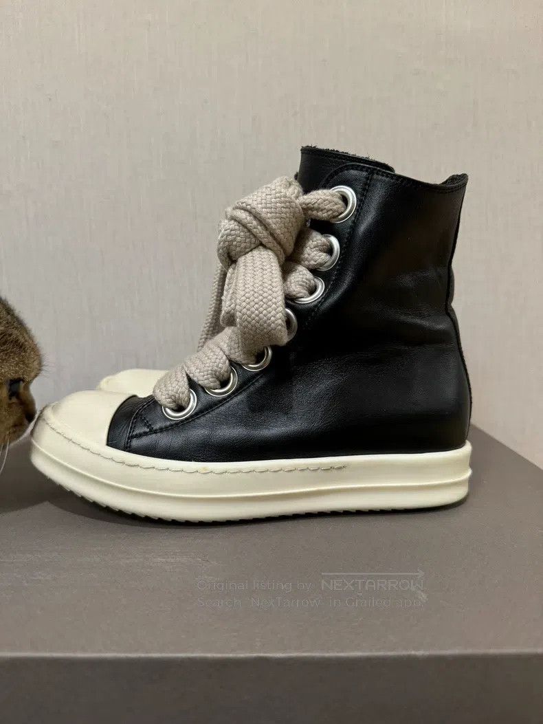 Rick Owens Rick Owens Black and White Cowhide High Top Thick Shoelace Size US 5.5 / IT 35.5 - 2 Thumbnail