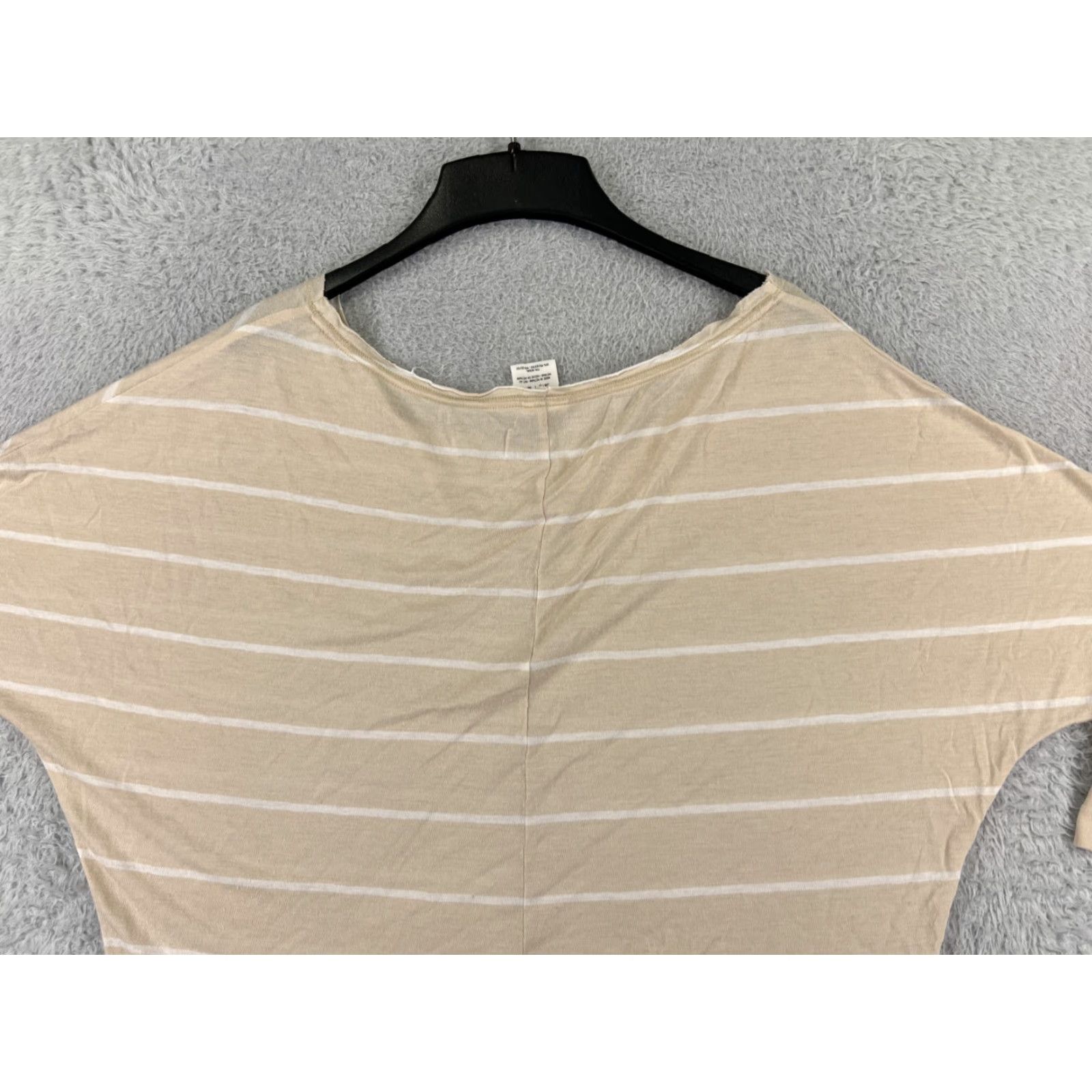 Victoria's Secret Victoria's Secret Women's Crop Shirt Medium Beige Striped Modal Jersey Short Sleeve Pullover Size M / US 6-8 / IT 42-44 - 7 Thumbnail