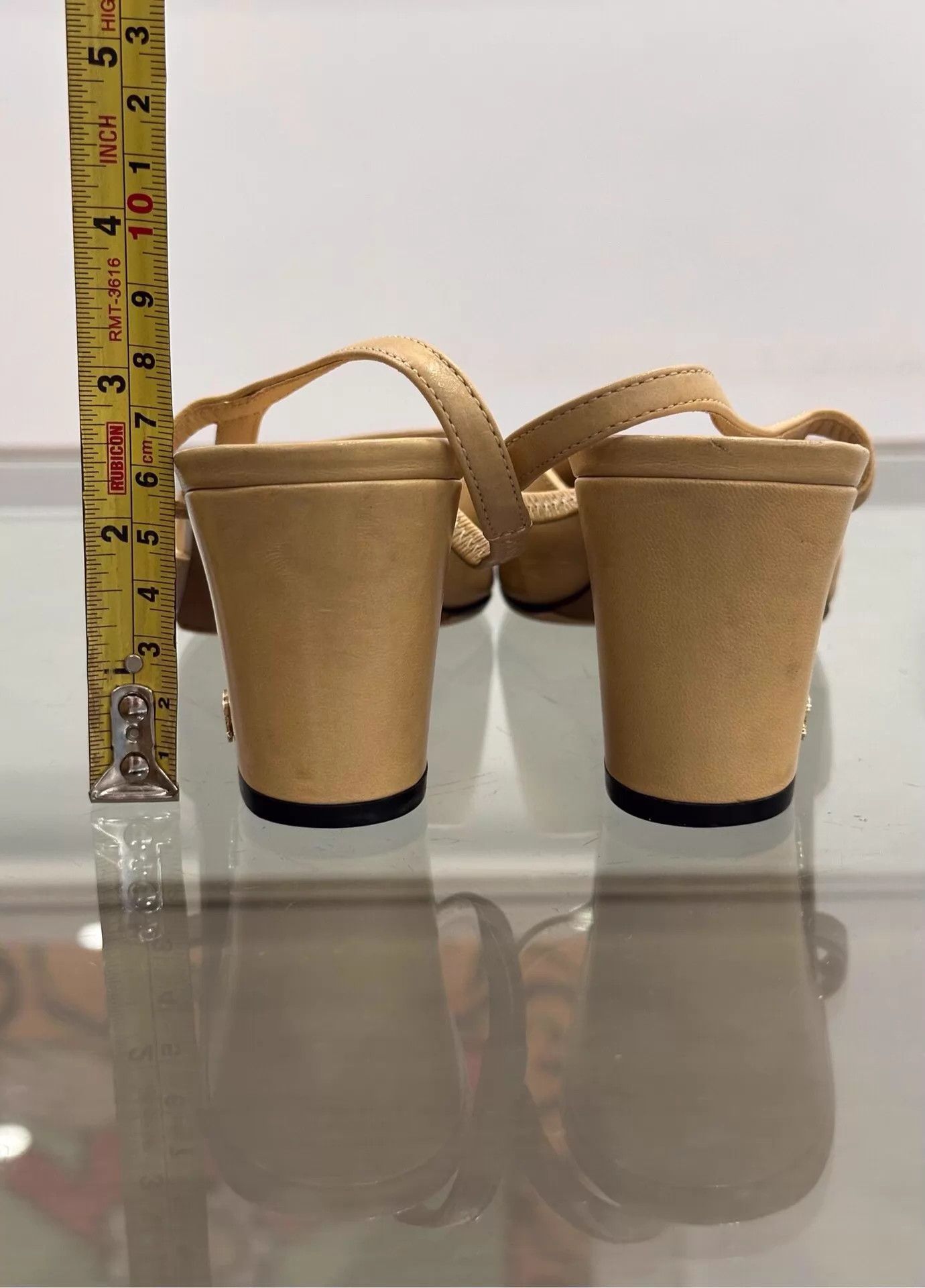 Chanel Chanel Slingback Khaki 36.5 Silver CC Logo Size US 6 / IT 36 - 9 Thumbnail