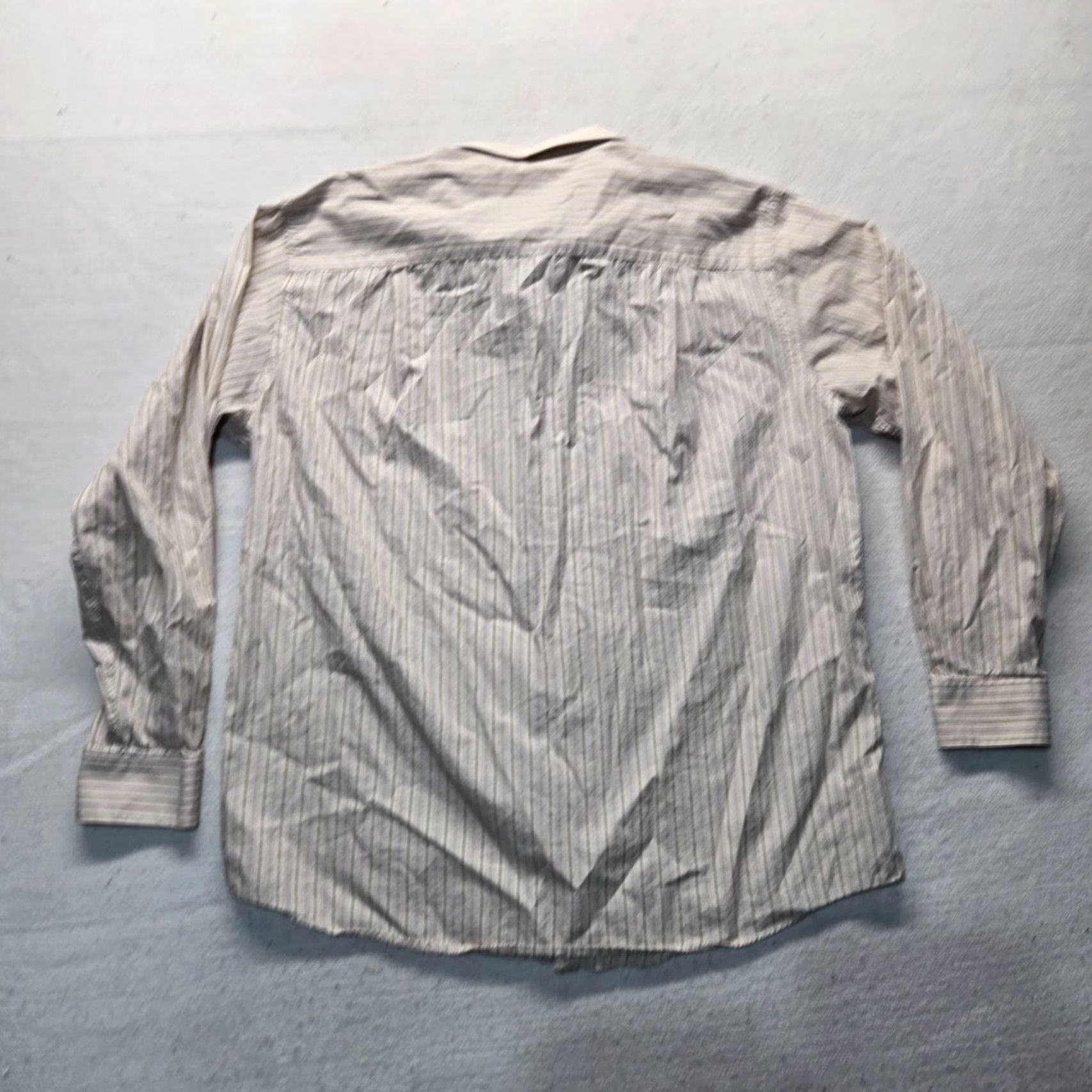 Calvin Klein Calvin Klein CK Slim Fit Button-Up Long Sleeve Dress Shirt Adult Men's Size 17.5 Beige Cotton Buttons-Down Slimming Shirt Mens Size 46R - 8 Thumbnail