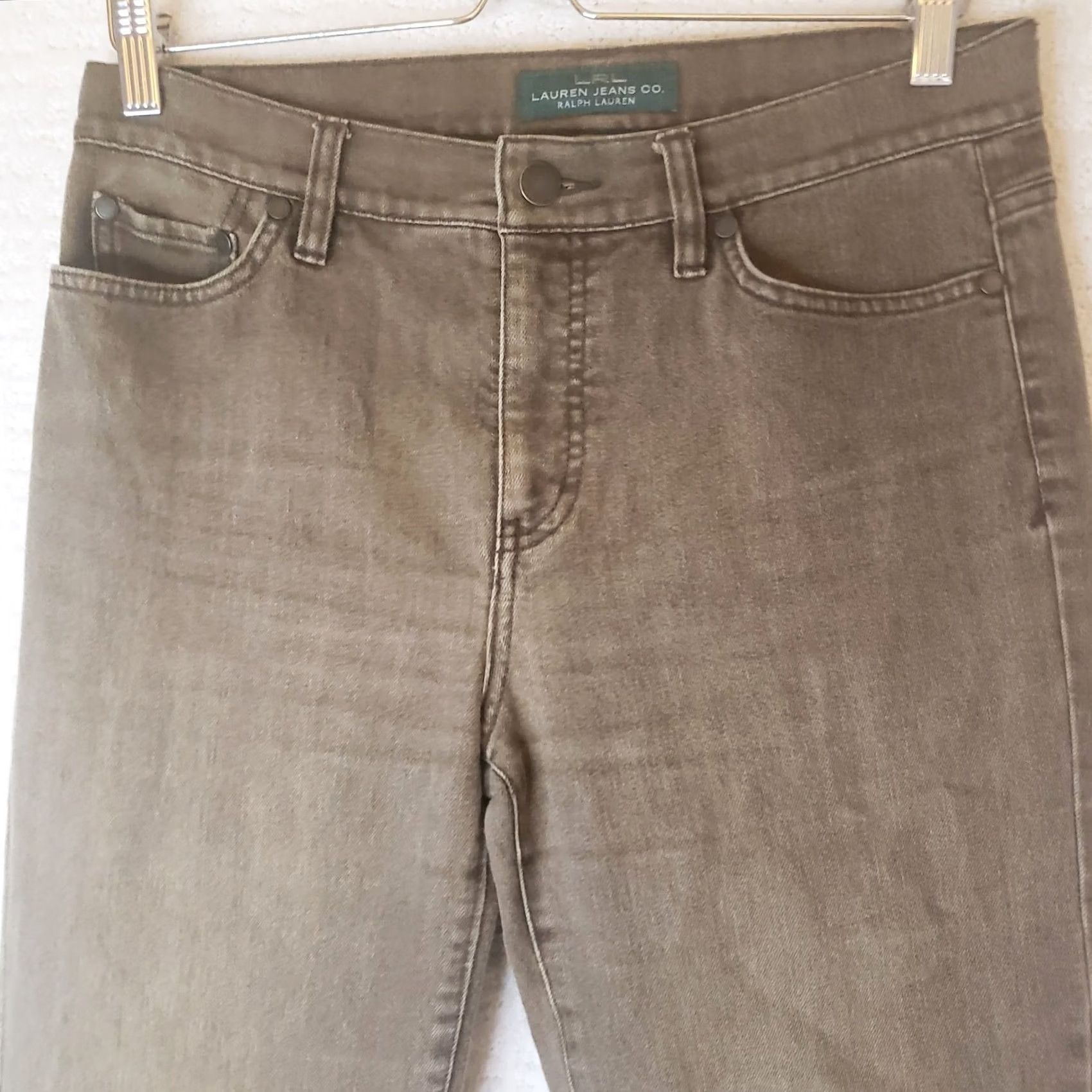 Ralph Lauren Lauren Jean Co. Jeans Brown Denim 30x30 5-Pocket Zip Button Logo Classic Straight Womens Size 4 Distressed No N/A Size 27" / US 4 / IT 40 - 4 Thumbnail