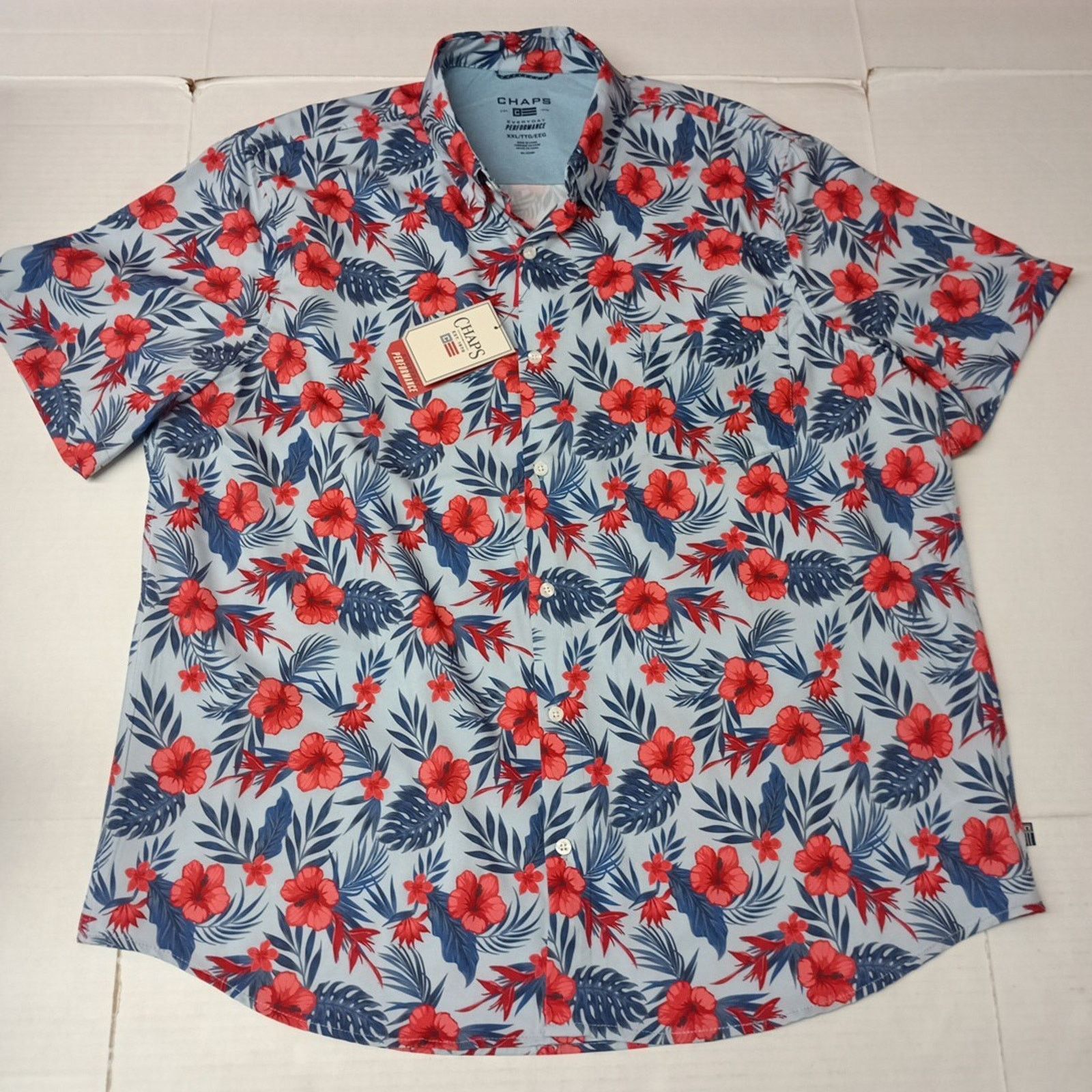 Chaps Chaps Everyday Performance Shirt Mens Size 2XL Blue Floral Size US XXL / EU 58 / 5 - 1 Thumbnail