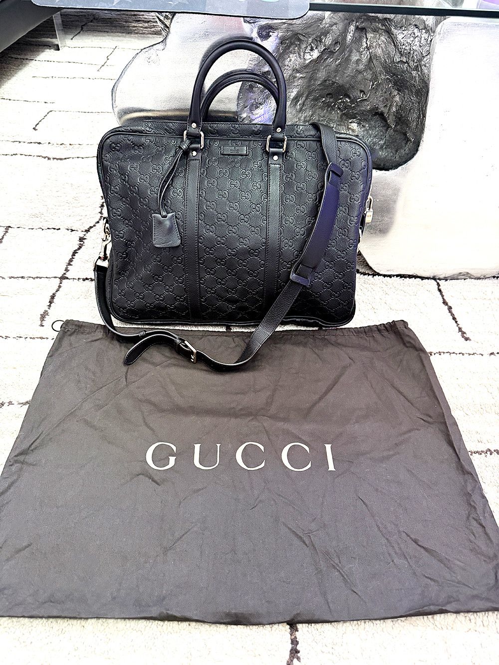 Vintage Gucci Briefcase Brown Leather Bag, Men's