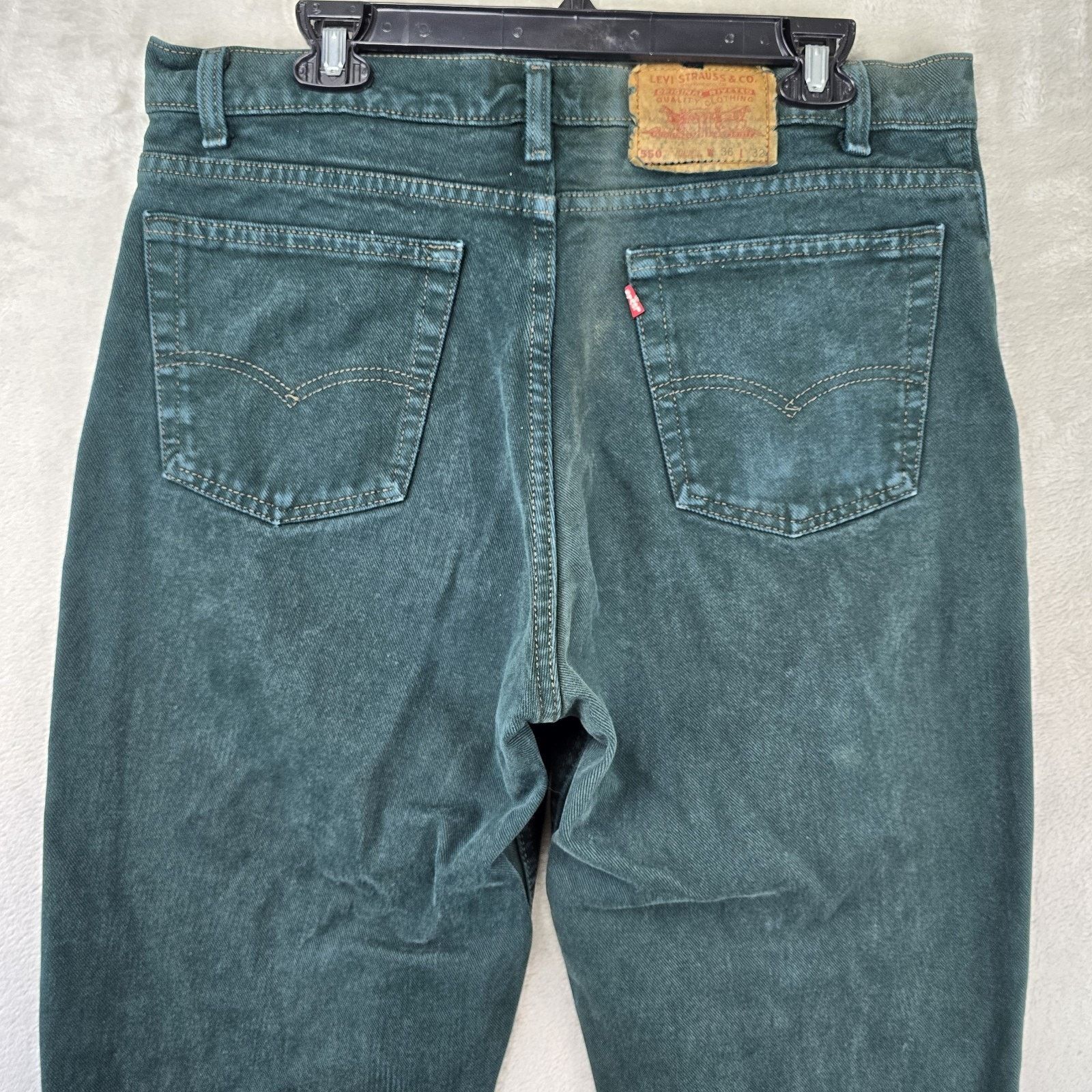 Levi's Vintage Levis Jeans Mens 36x32 (Fits 35x31) Green 550 90s Size US 36 / EU 52 - 8 Thumbnail