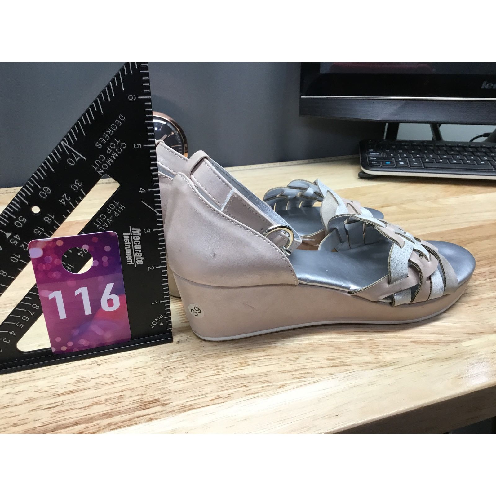 Marc Fisher Marc Fisher Wedge Sandal Kids 5 Pink Ankle Strap Wedge Heel Size US 5 / EU 37 - 2 Thumbnail