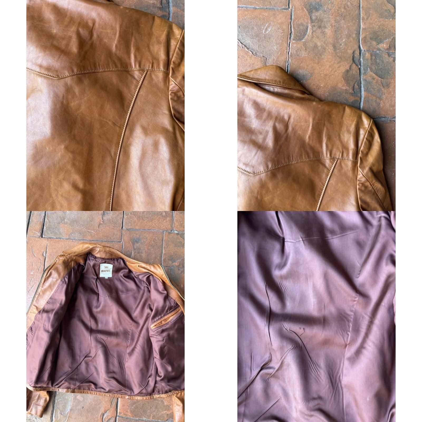 Drome VINTAGE Rome Peabody Massachusetts Leather Zip Up Jacket 42 USA Talon Zipper Brown Women's Jacket Size M / US 6-8 / IT 42-44 - 8 Thumbnail
