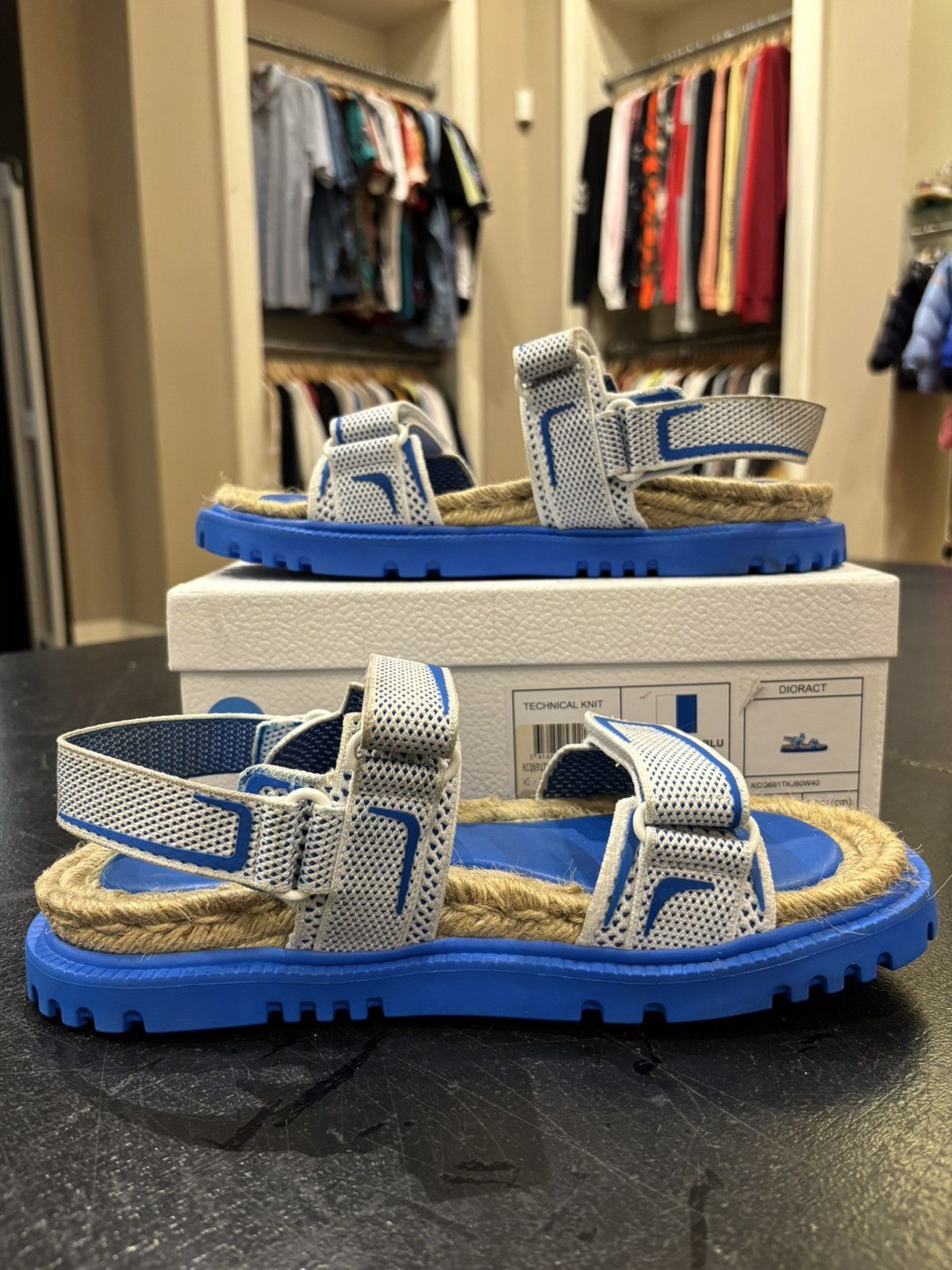 Dior Dior Dioract One Strap Sandals Tweed Blue Size US 10 / IT 40 - 6 Thumbnail