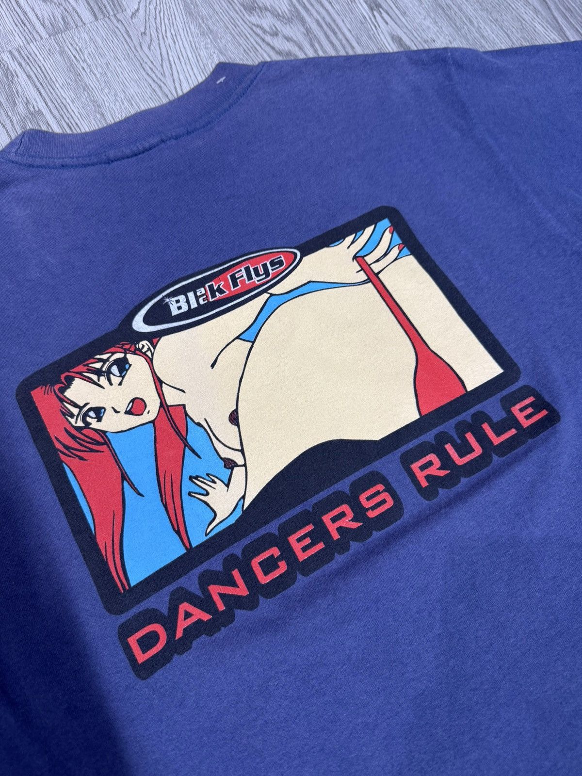 Japanese Brand 90’s BLACK FLYS DANCERS RULE WOMAN LOGO RETRO VINTAGE TSHIRT Size US M / EU 48-50 / 2 - 4 Thumbnail
