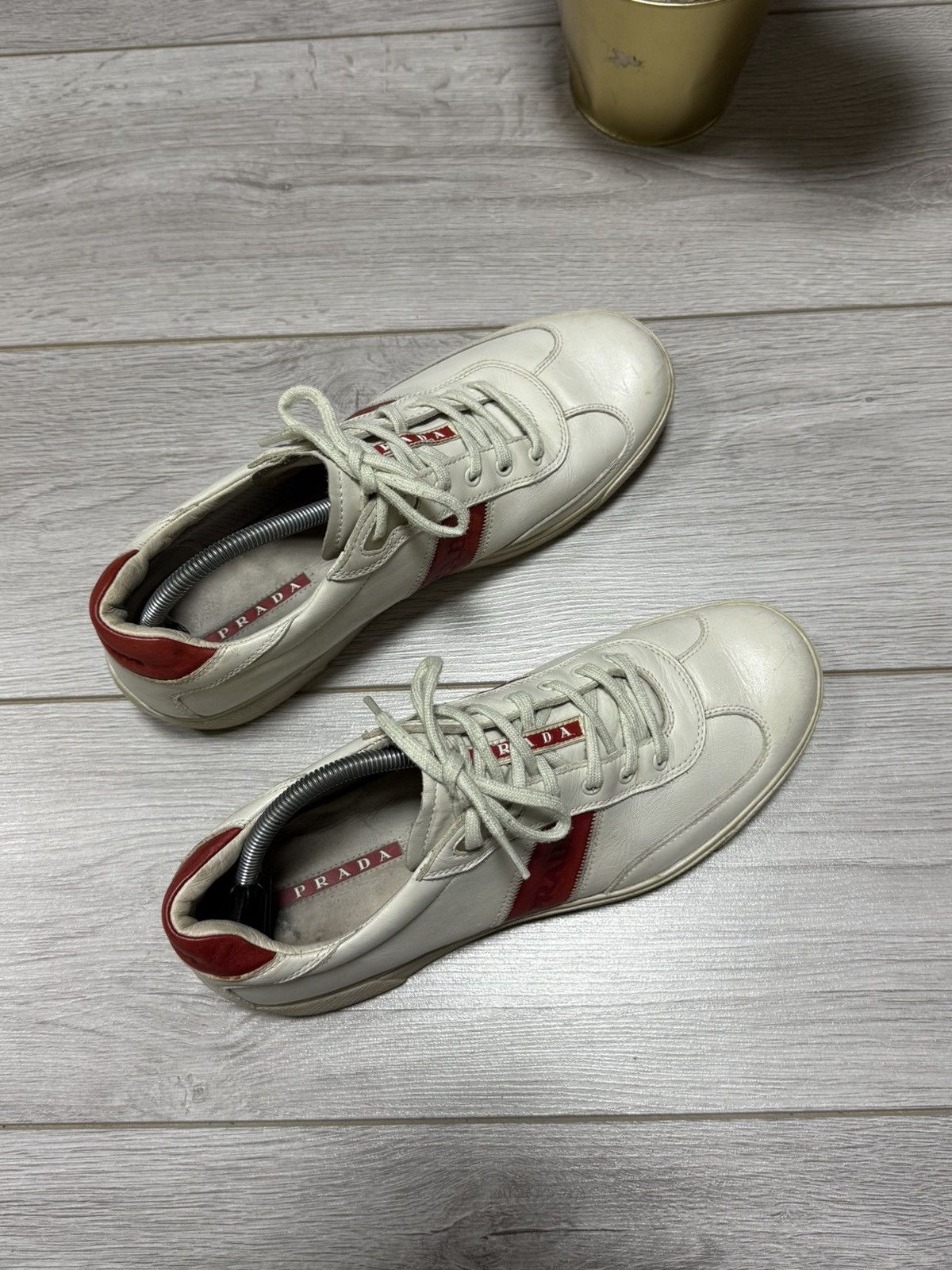 Prada Prada leather red tab sneakers shoes americas cup Size US 10 / EU 43 - 3 Thumbnail