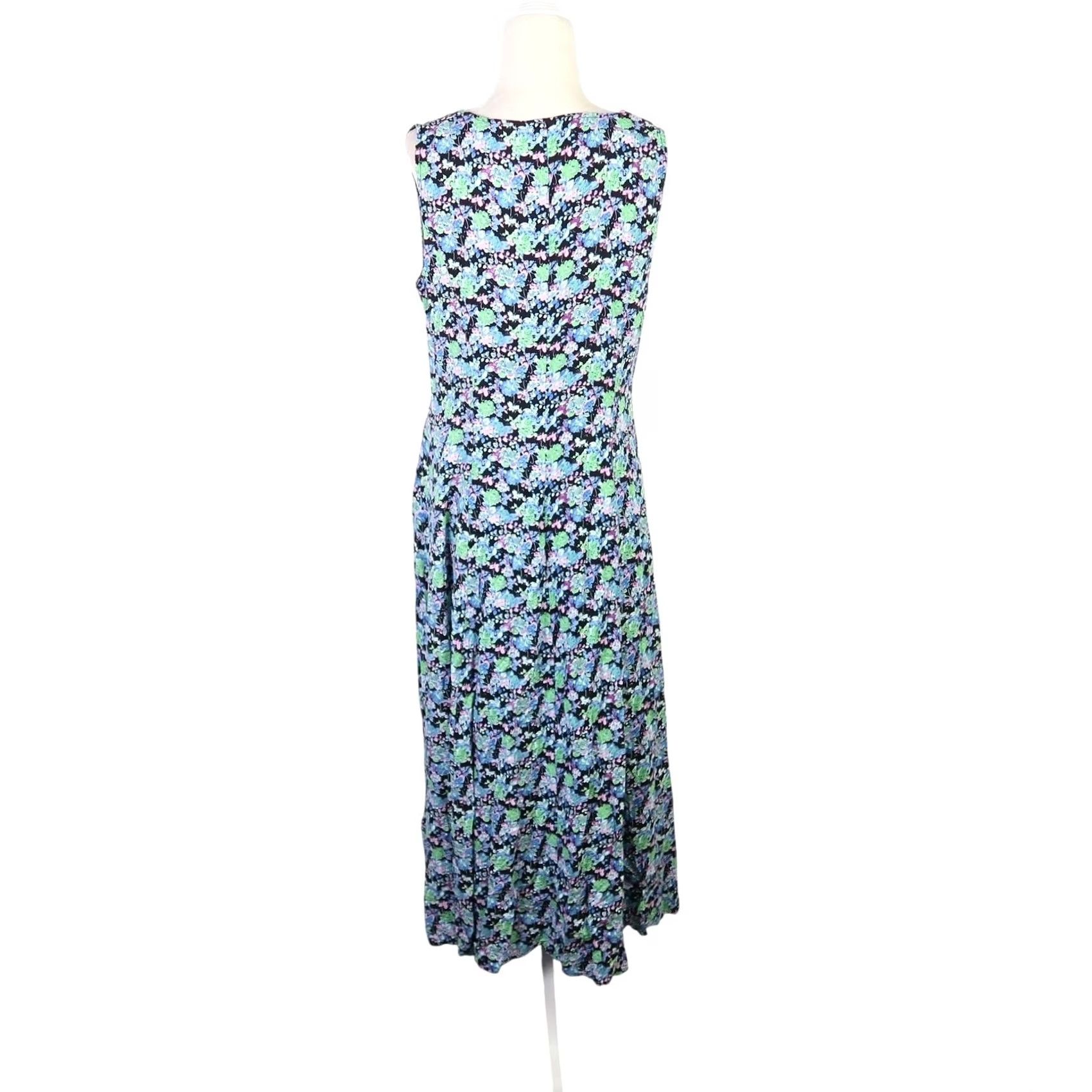 Brandblack VINTAGE JBS blue and black floral midi jumper dress Dress Sleeveless 90s Bohemian M Womens Size M / US 6-8 / IT 42-44 - 4 Thumbnail