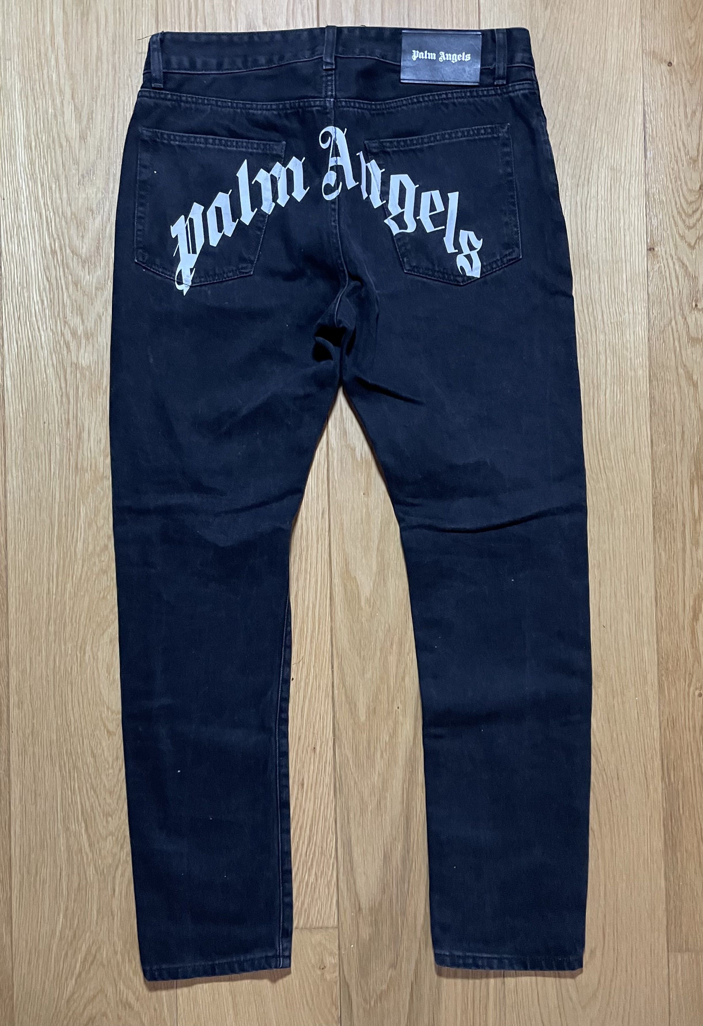 Palm Angels Palm Angels Black Gothic Logo Jeans Size US 32 / EU 48 - 1 Thumbnail