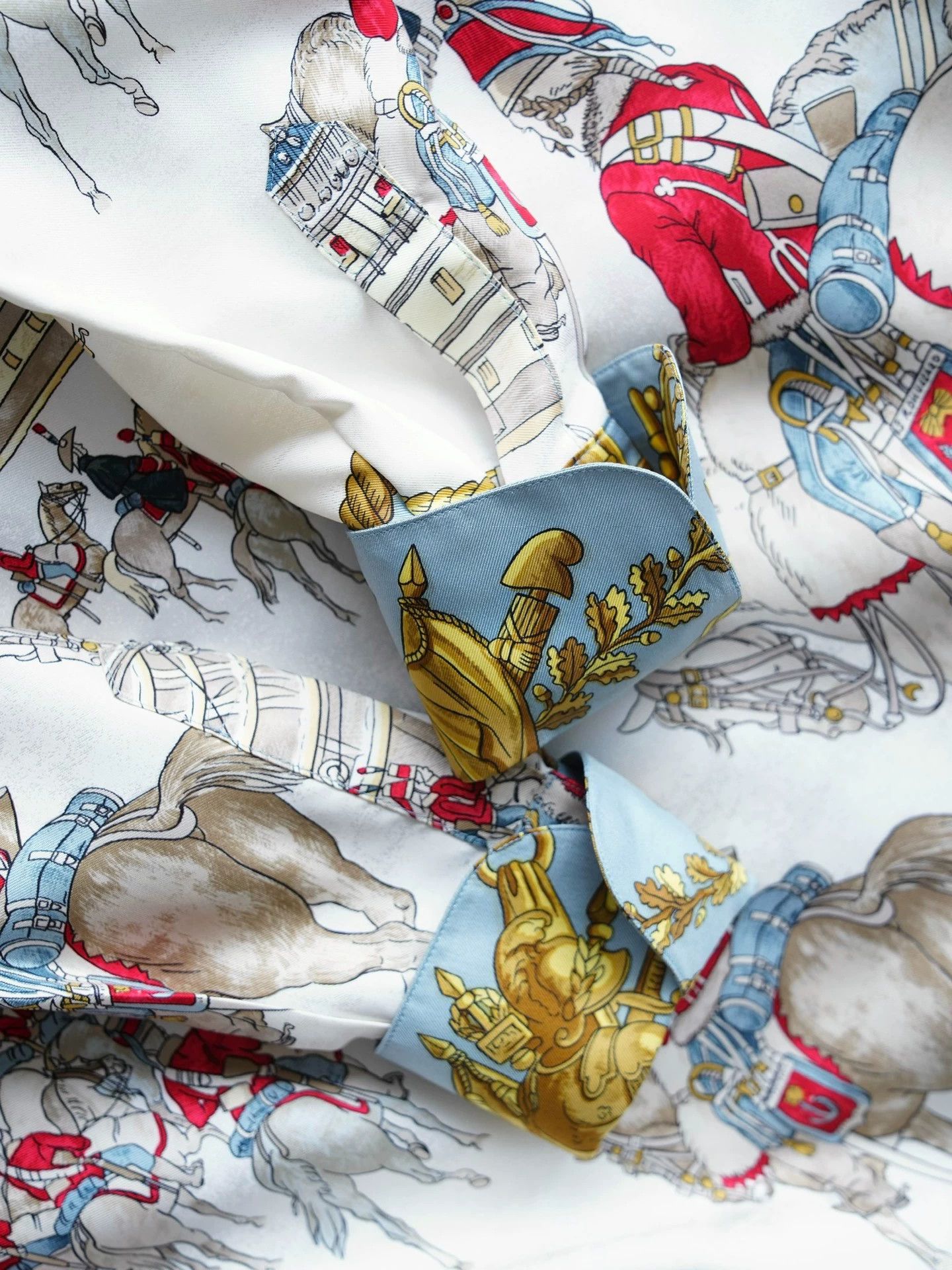 Hermes HERMES Vintage Marine et Cavalerie Silk O/S Shirt Size XS / US 0-2 / IT 36-38 - 6 Thumbnail