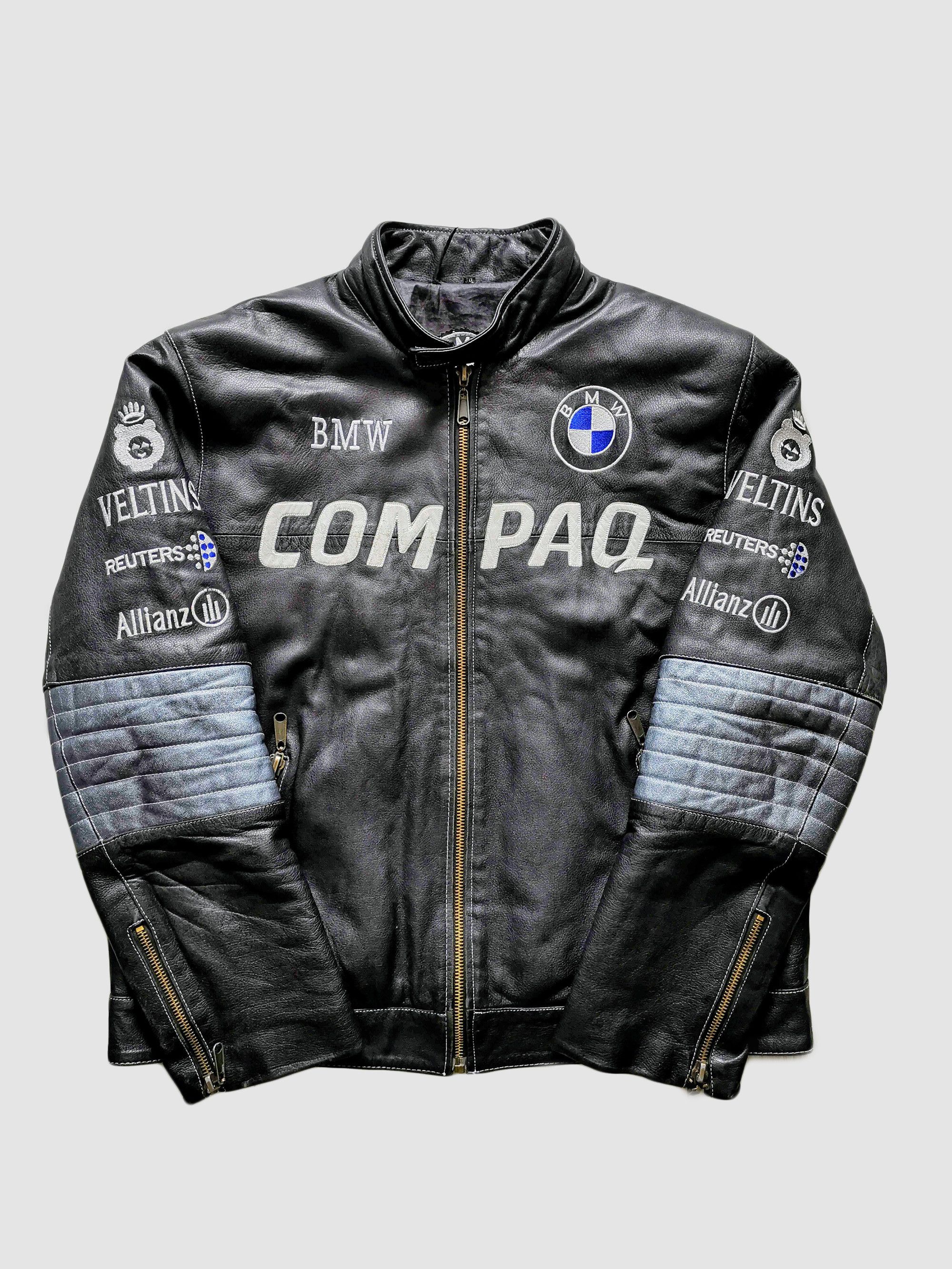 BMW Matt Black BMW 90s Leather Jacket Rare Vintage Size US XL / EU 56 / 4 - 1 Thumbnail