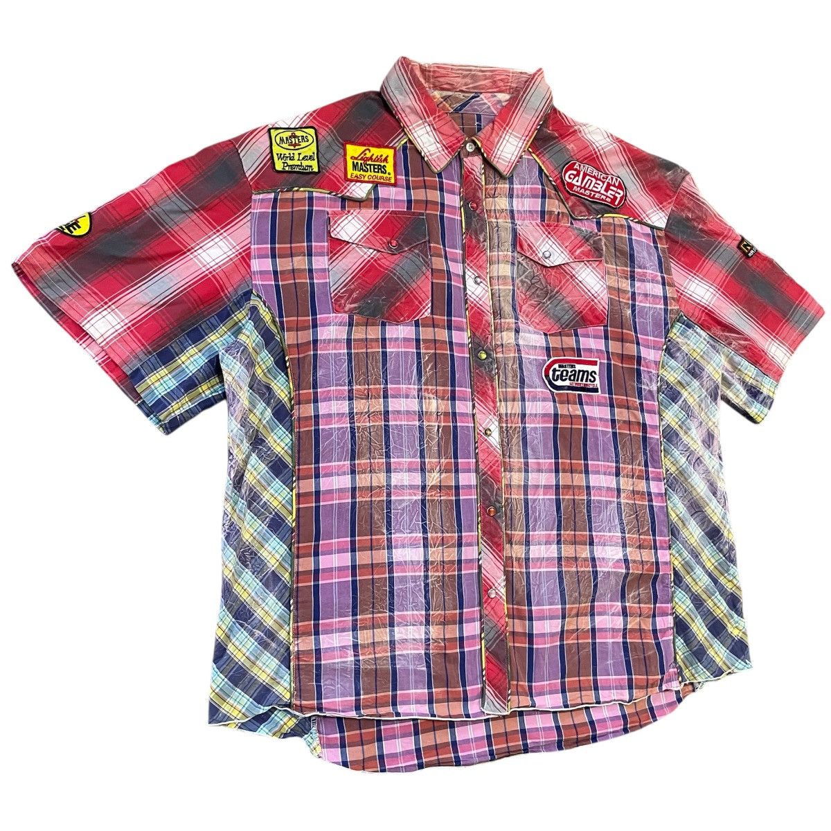Japanese Brand Multicolor Patchwork Flannel Snap American Gambler Masters Size US XXL / EU 58 / 5 - 2 Thumbnail