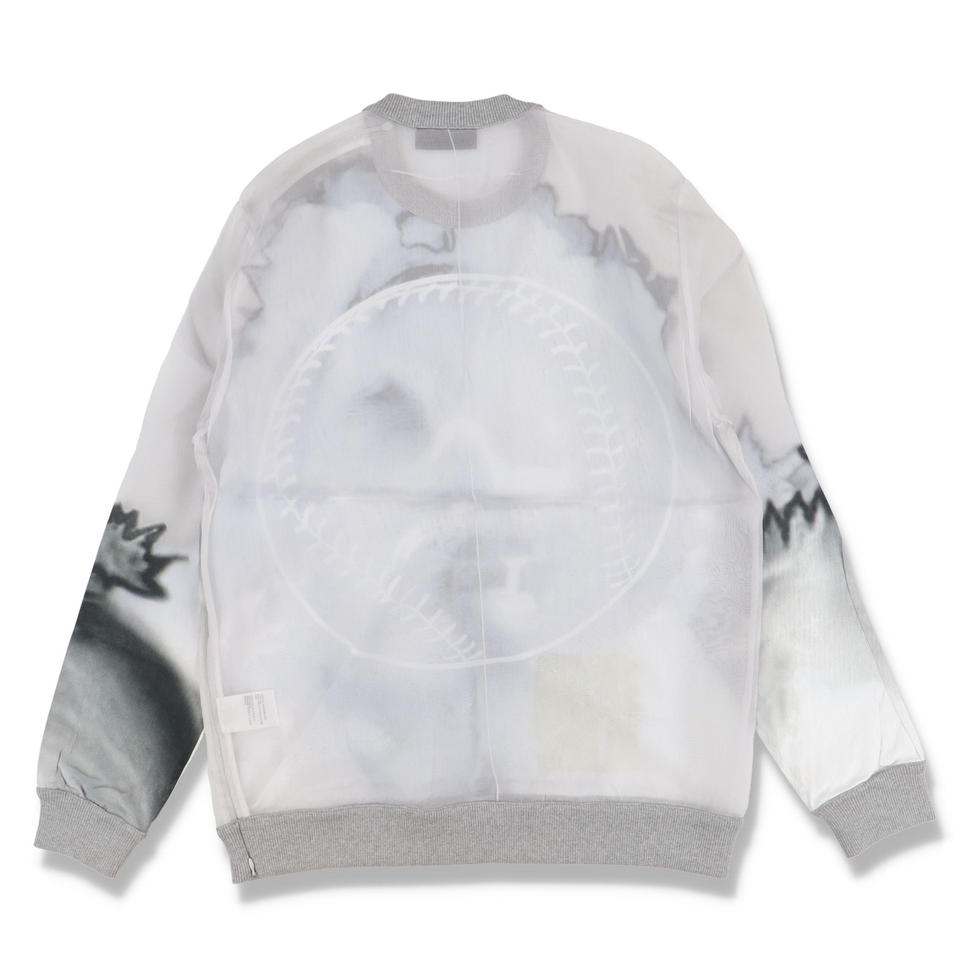 Givenchy Grey Runway Baseball Skull Organza Silk Sweatshirt Size US M / EU 48-50 / 2 - 13 Thumbnail