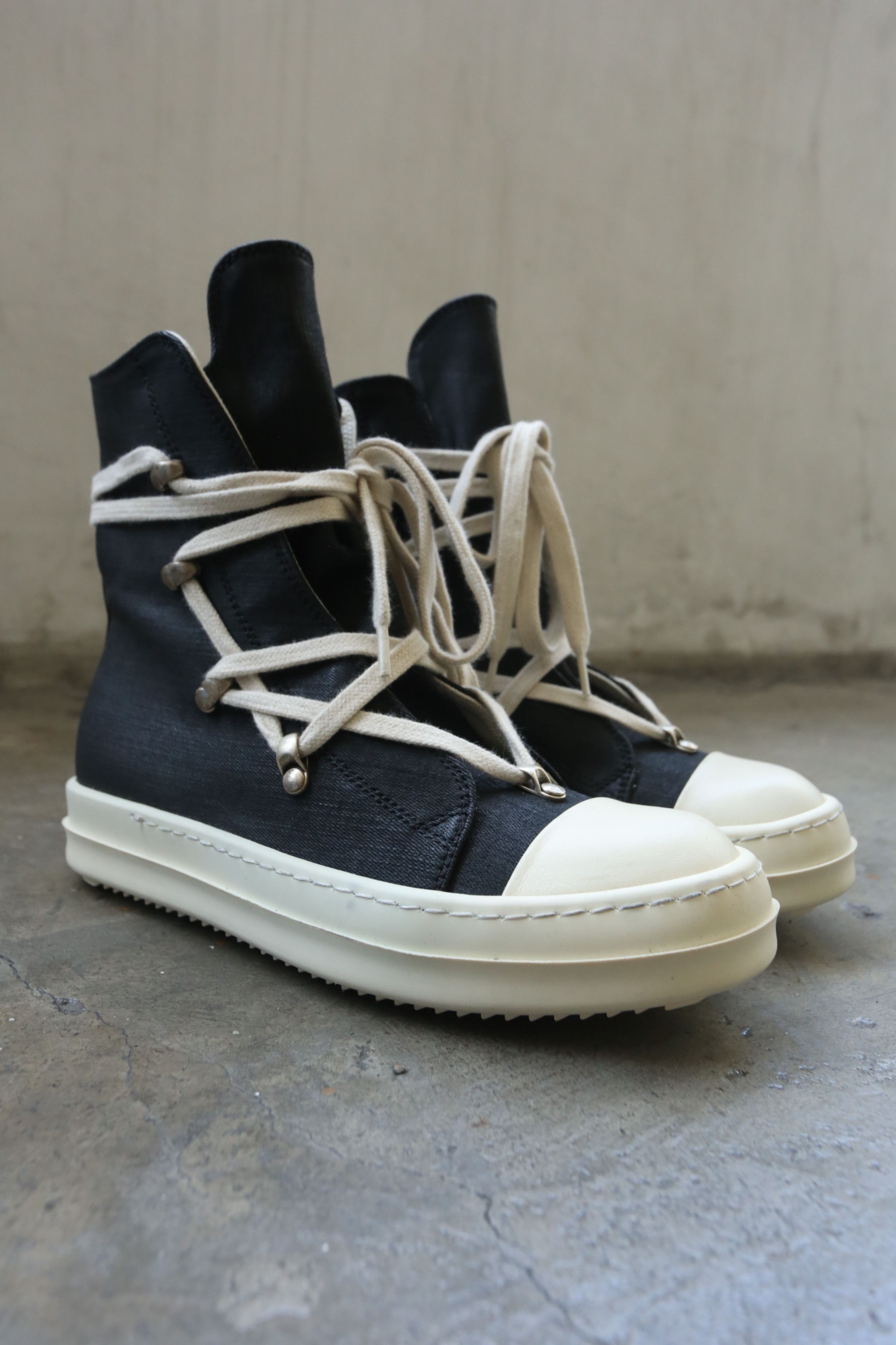 Rick Owens Drkshdw RO DRKSHDW - S/S 18 - "Dirt" - Waxed Canvas Hexagram Hi Size US 5 / IT 35 - 1 Thumbnail