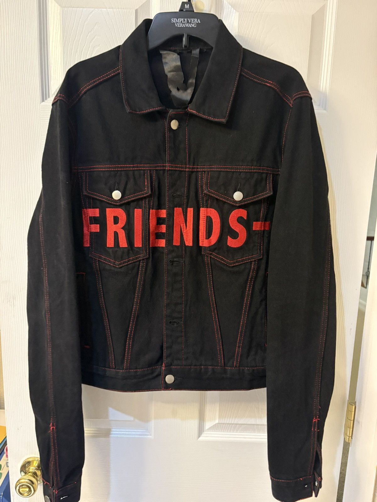 Vlone vlone friends denim jacket red | Grailed