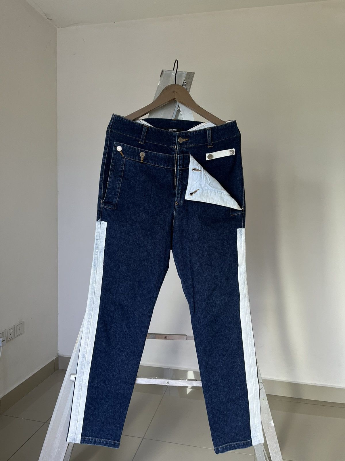 CABANE de ZUCCa Cabane De Zucca White Stripe Denim Jeans Size US 32 / EU 48 - 2 Thumbnail
