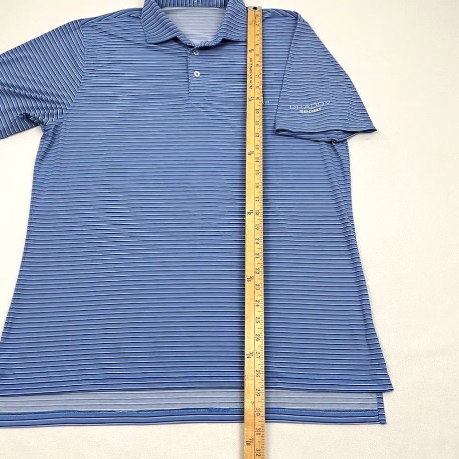Vintage Draddy Sport Polo Shirt Mens M Blue Striped Active Golf Performance Stretch Prep Shirt Mens M Blue Striped Sports Polo Size US M / EU 48-50 / 2 - 6 Thumbnail