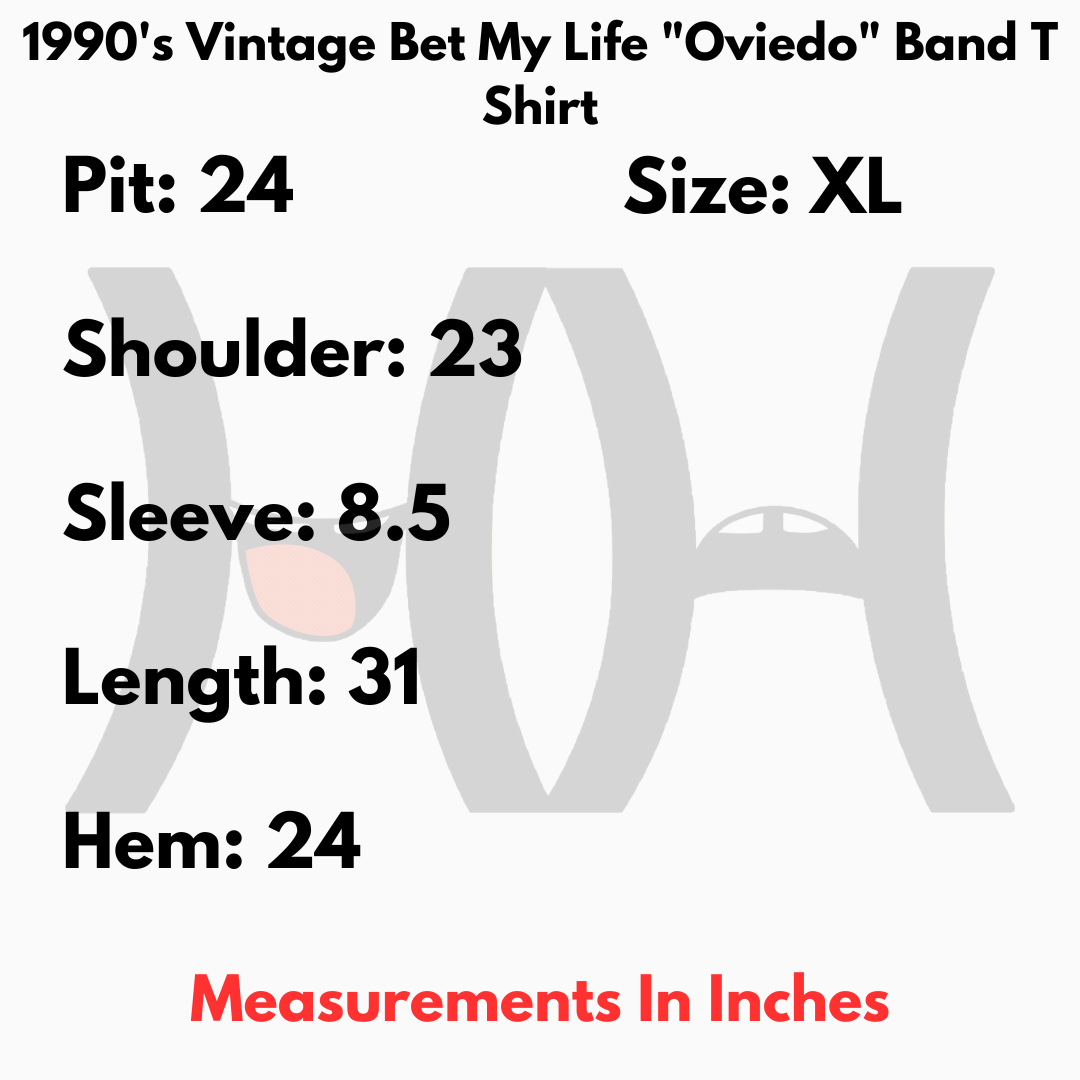 Band Tees × Hanes 1990's Vintage Bet My Life "Oviedo" Band T Shirt Size US XL / EU 56 / 4 - 4 Thumbnail