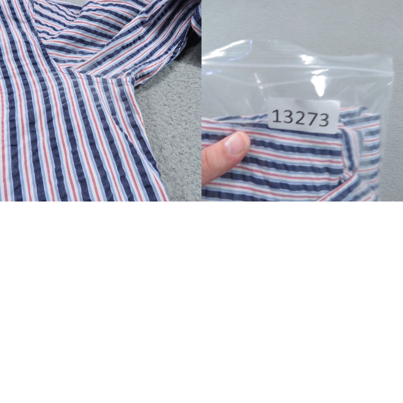 Dsquared2 Dsquared2 Shirt Mens 50 Large Blue Red White Seersucker Textured Button Luxury Size US L / EU 52-54 / 3 - 10 Thumbnail