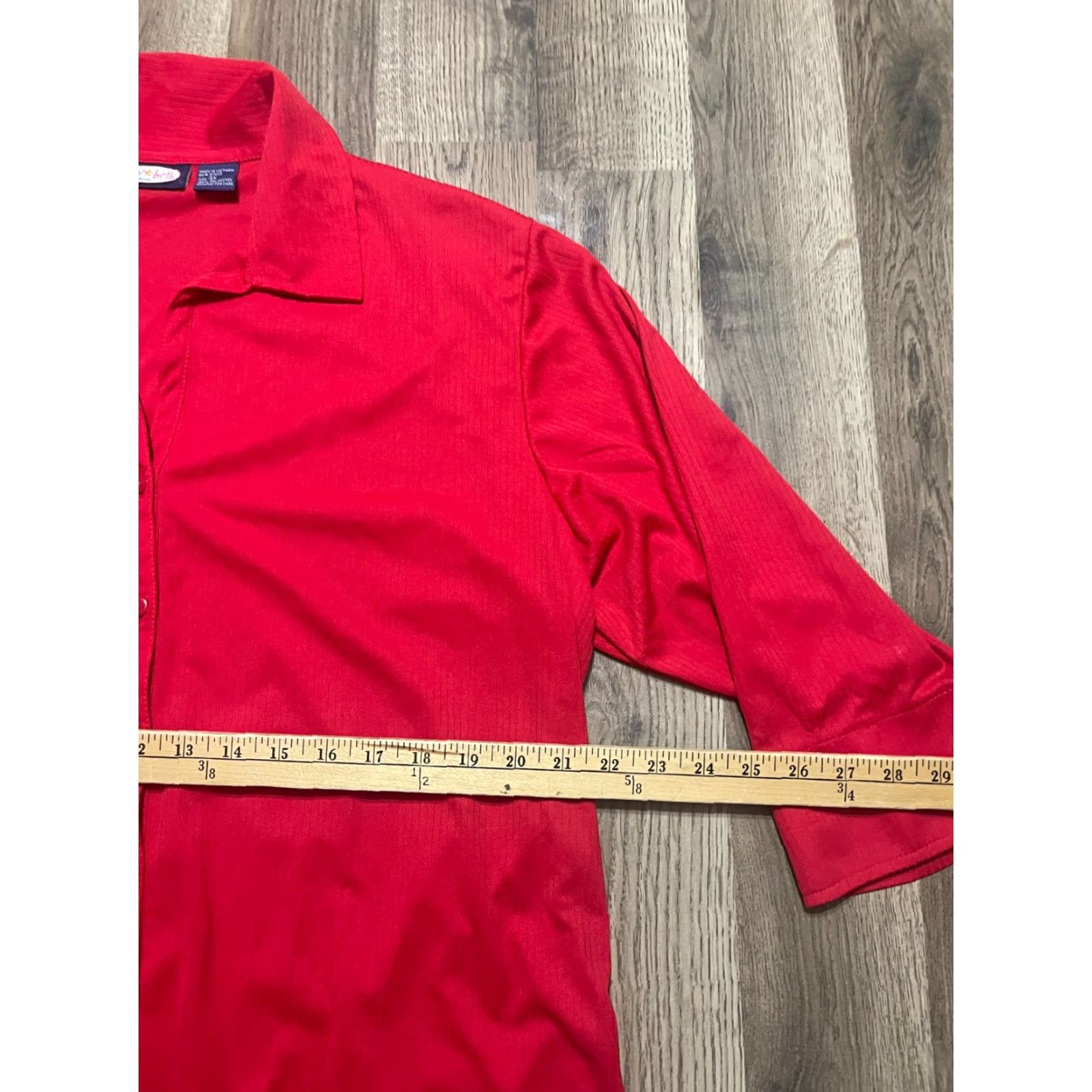Vintage Zoey Beth Shirt Women's Plus Size 3X Red Button-Up 3/4 Sleeve Casual Solid Modern Size XXL / US 16-18 / IT 52-54 - 6 Thumbnail