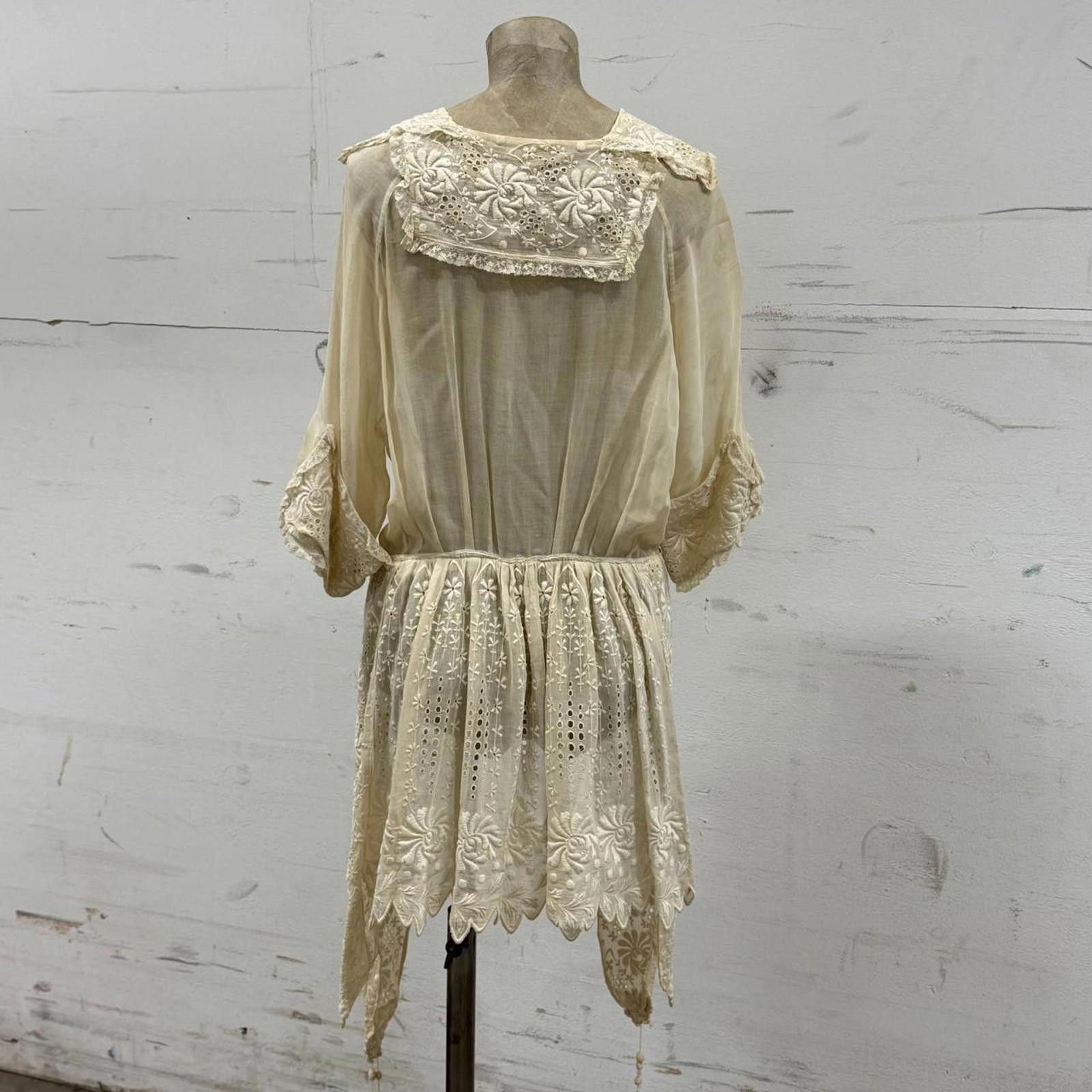 Other RARE Antique Edwardian White Broderie Tea Robe Jacket Size S / US 4 / IT 40 - 5 Thumbnail