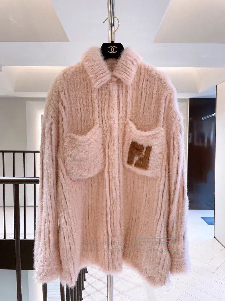 Fendi Fendi Pink Shirt-style Light Faux Mink Jacket Size XS / US 0-2 / IT 36-38 - 1 Thumbnail