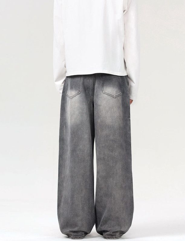 Japanese Brand Men's Retro Gray Baggy Washed Distressed Loose Fit Jeans Size US 32 / EU 48 - 4 Thumbnail