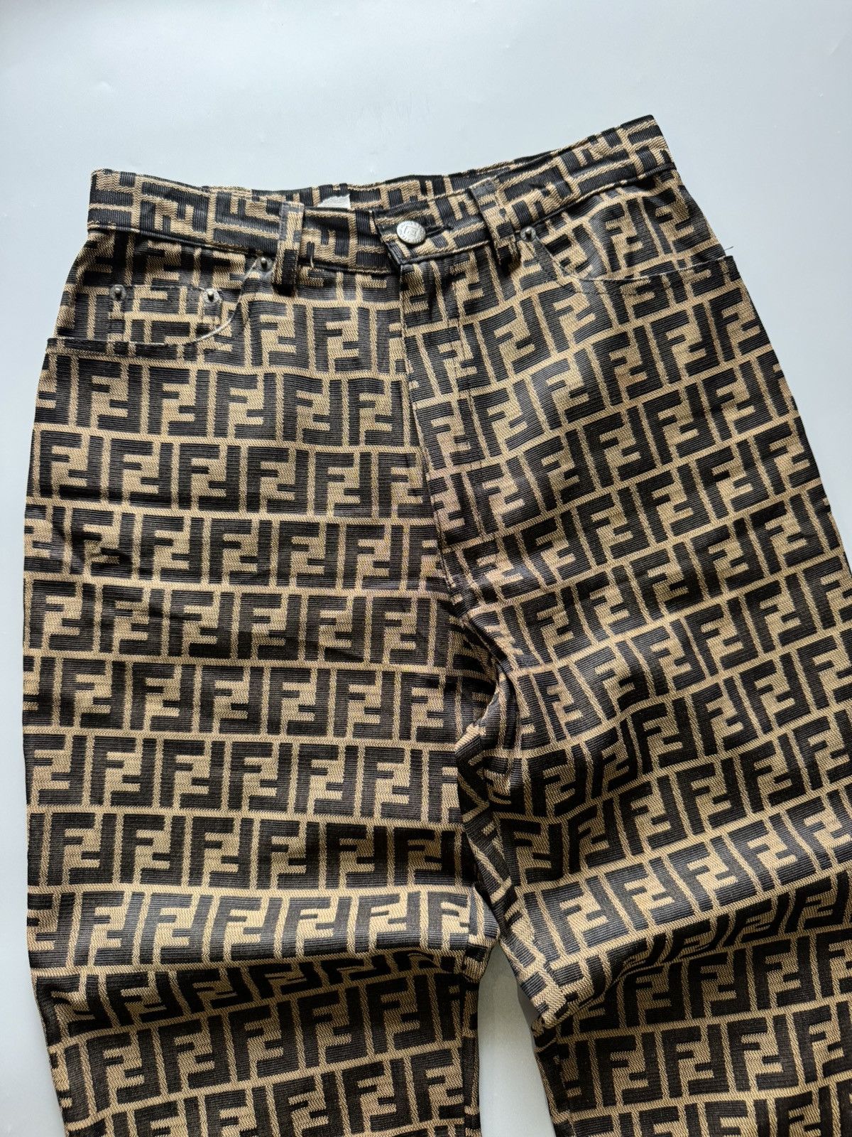 Fendi Vintage 1990s Fendi 'FF' Monogram Pants Size 34" / US 12 / IT 48 - 2 Thumbnail
