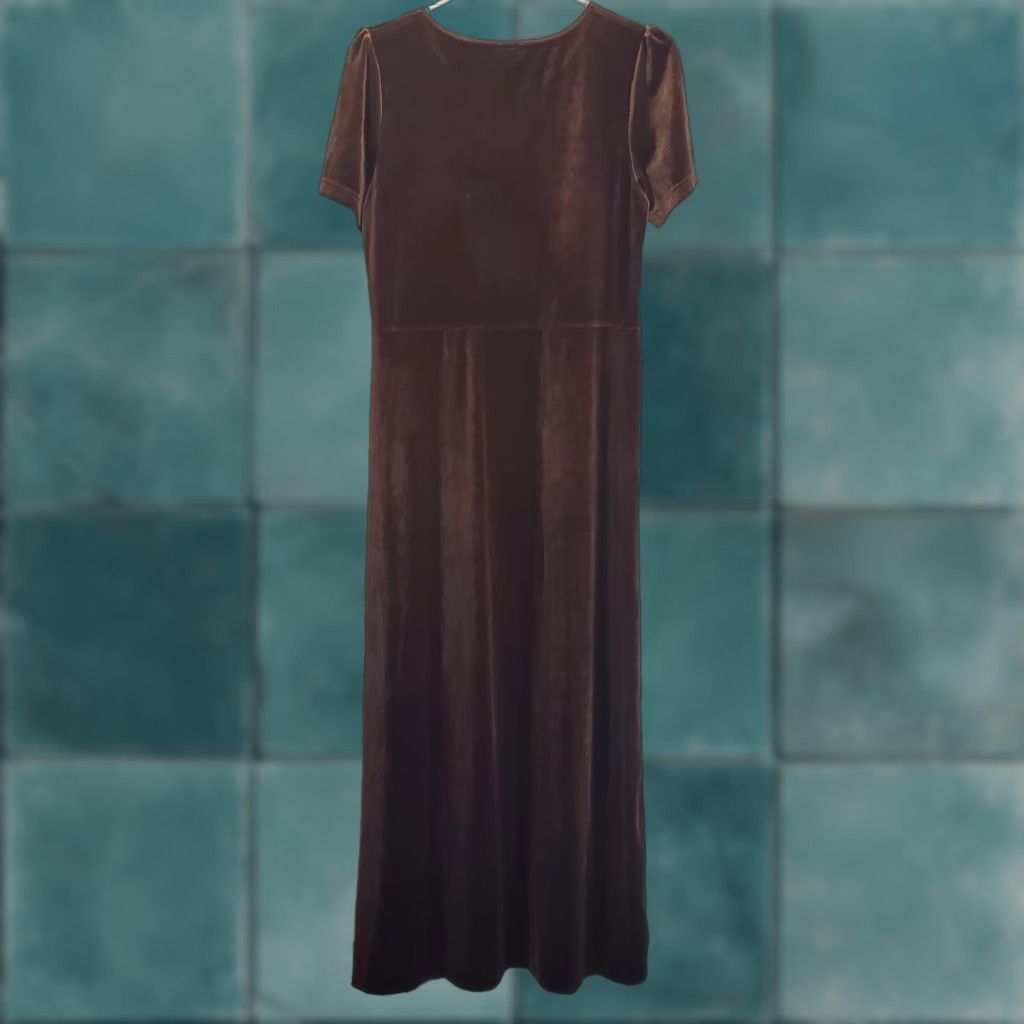 Laura Ashley VINTAGE Laura Ashley Velvet Maxi Dress Women M Brown VTG Empire Waist Short Sleeve 90s Size 32" / US 10 / IT 46 - 1 Thumbnail