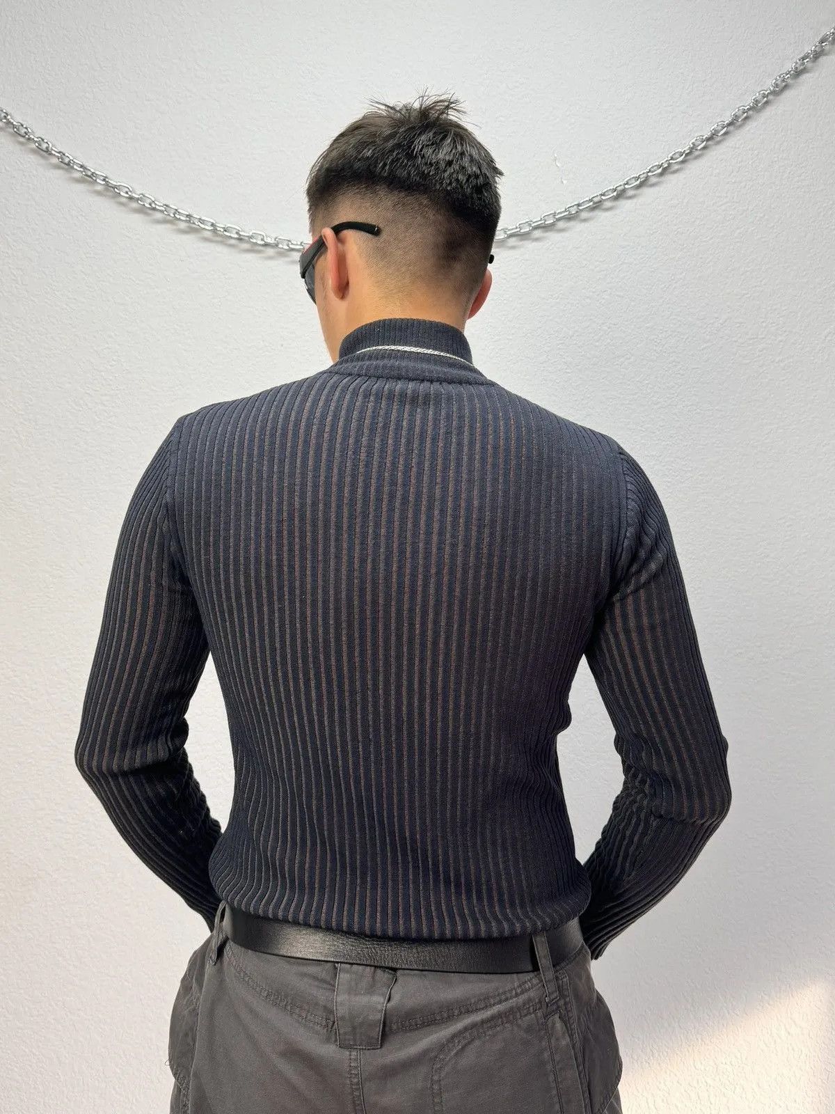 Japanese Brand Vintage Y2K Distressed Striped Sweater Faded knit Y2K Effect Size US M / EU 48-50 / 2 - 11 Thumbnail