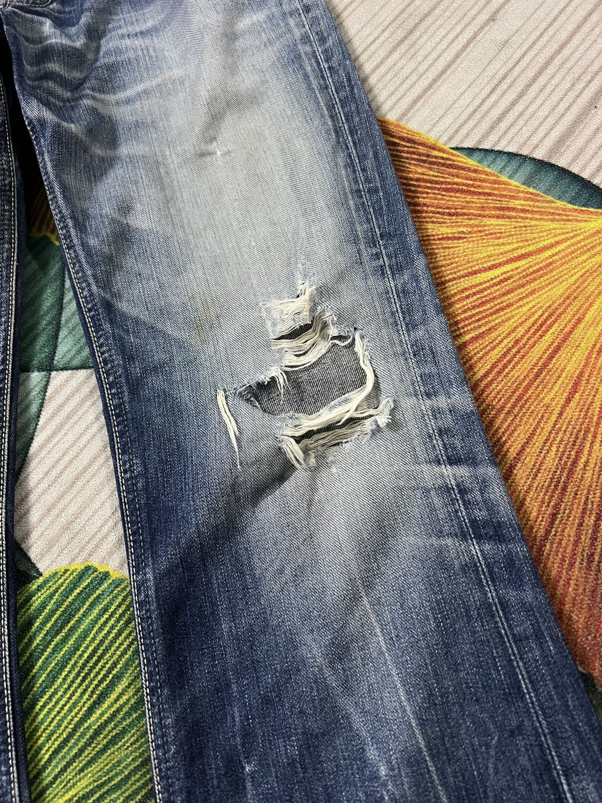Japanese Brand × Jean × Lee 💥Flare💥Vintage Lee Rider Distressed Jean Size US 31 - 5 Thumbnail