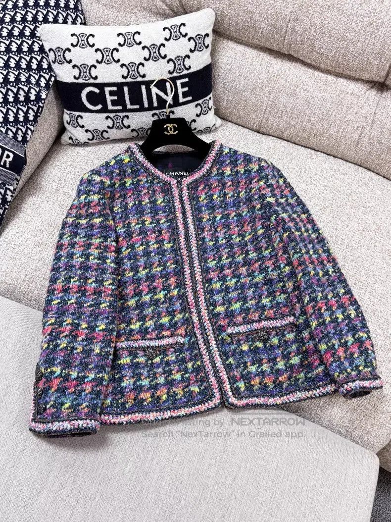 Chanel Chanel Colorful fine flashed bird grid woven tweed long-sl Size S / US 4 / IT 40 - 2 Thumbnail
