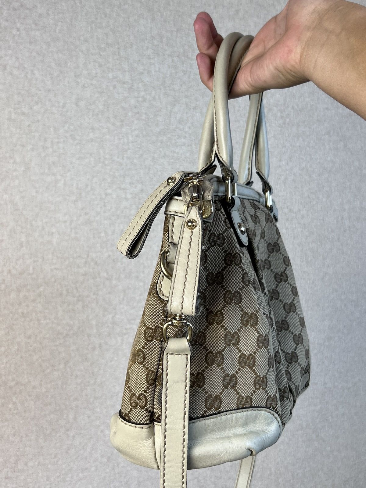 Gucci Gucci GG Canvas/Leather Sukey 2Way Shoulder Bag Beige Size ONE SIZE - 7 Thumbnail