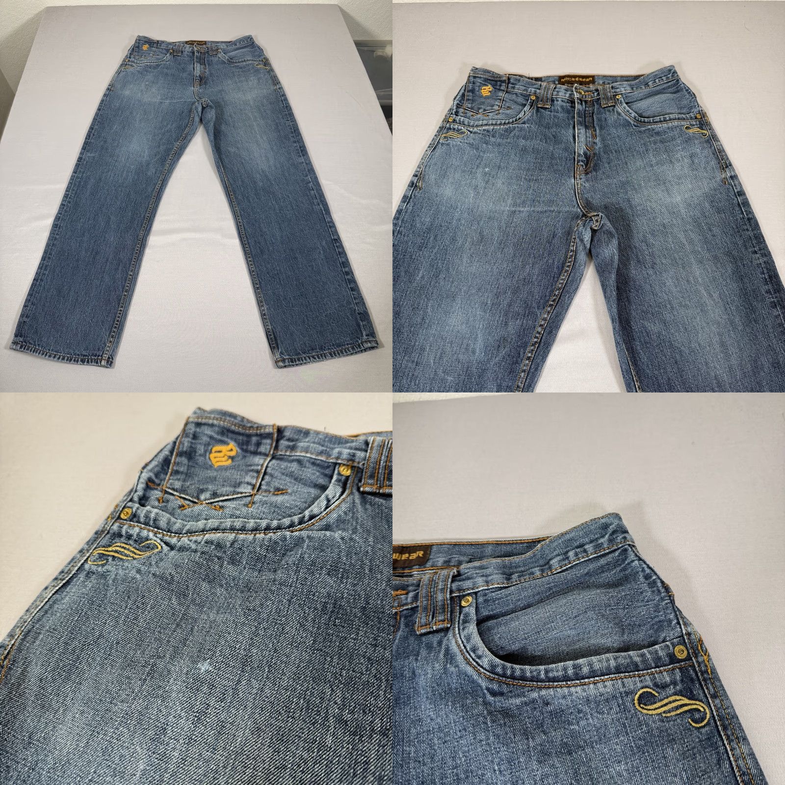 Rocawear VINTAGE Rocawear Jeans Mens 36x32 Blue Baggy Loose Embroidered Denim Pants Y2K Size US 36 / EU 52 - 8 Thumbnail