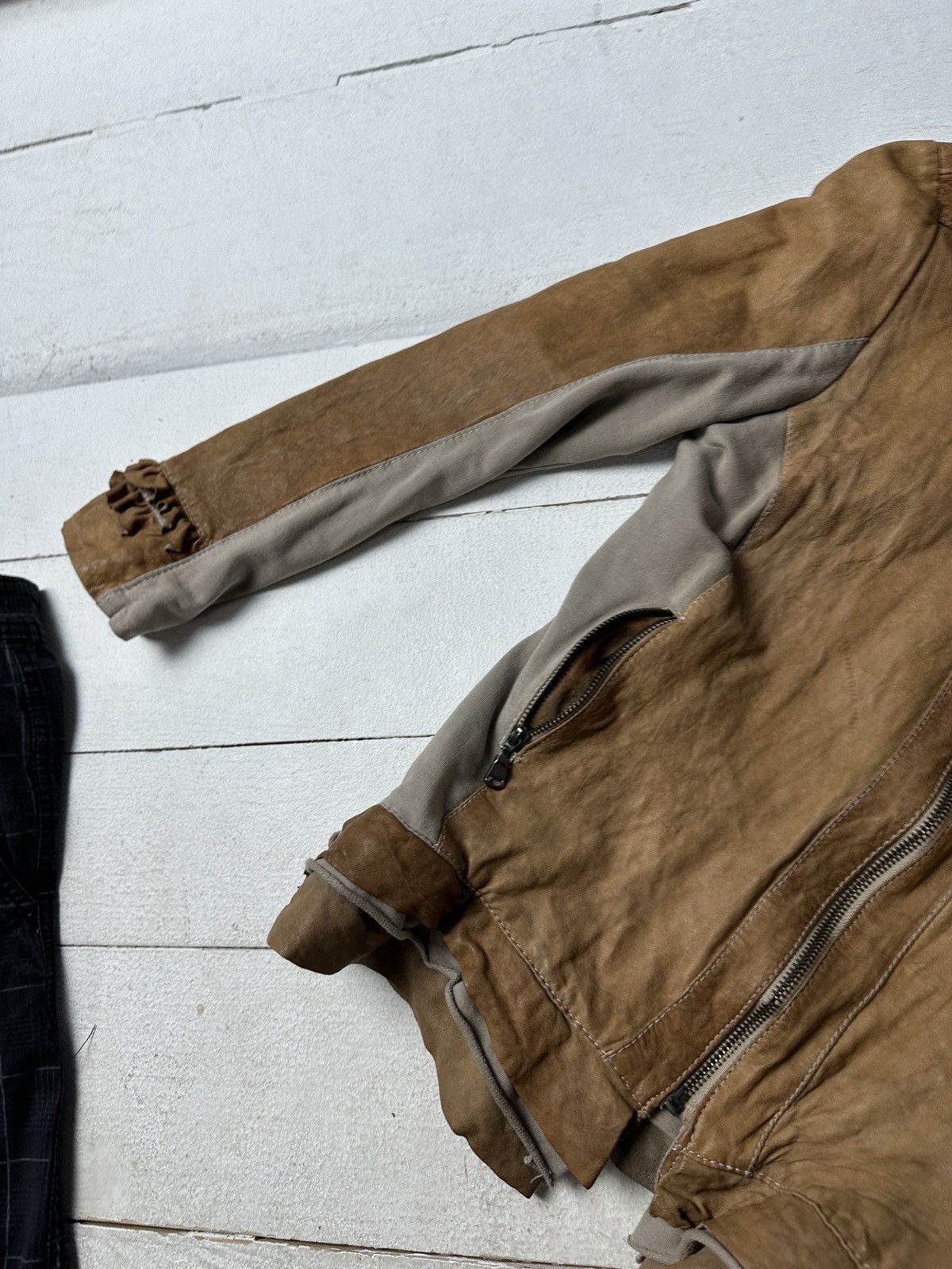 Other 🚨Y2K RICK OWENS TYPE DIRTY SLIM FIT ZIP LEATHER JACKET Size L / US 10 / IT 46 - 4 Thumbnail
