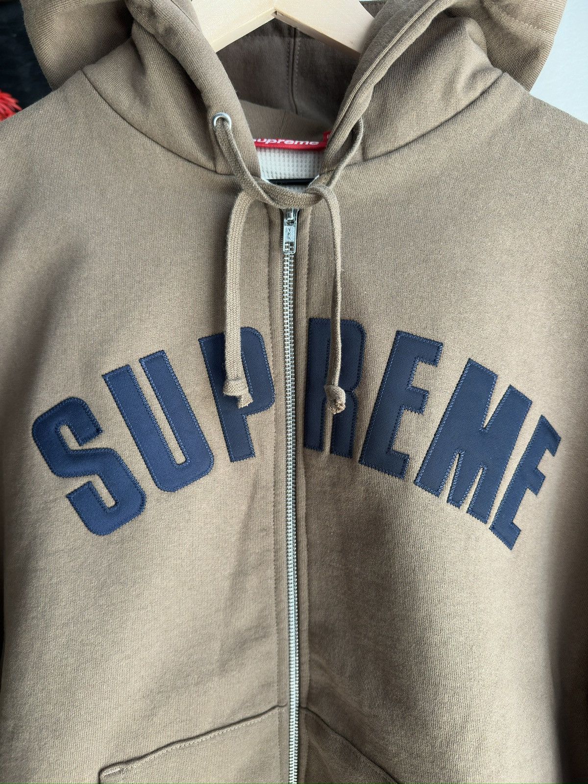 Supreme Thermal Line Arc Zip Up Hoodie Dusty Brown Size US M / EU 48-50 / 2 - 3 Thumbnail