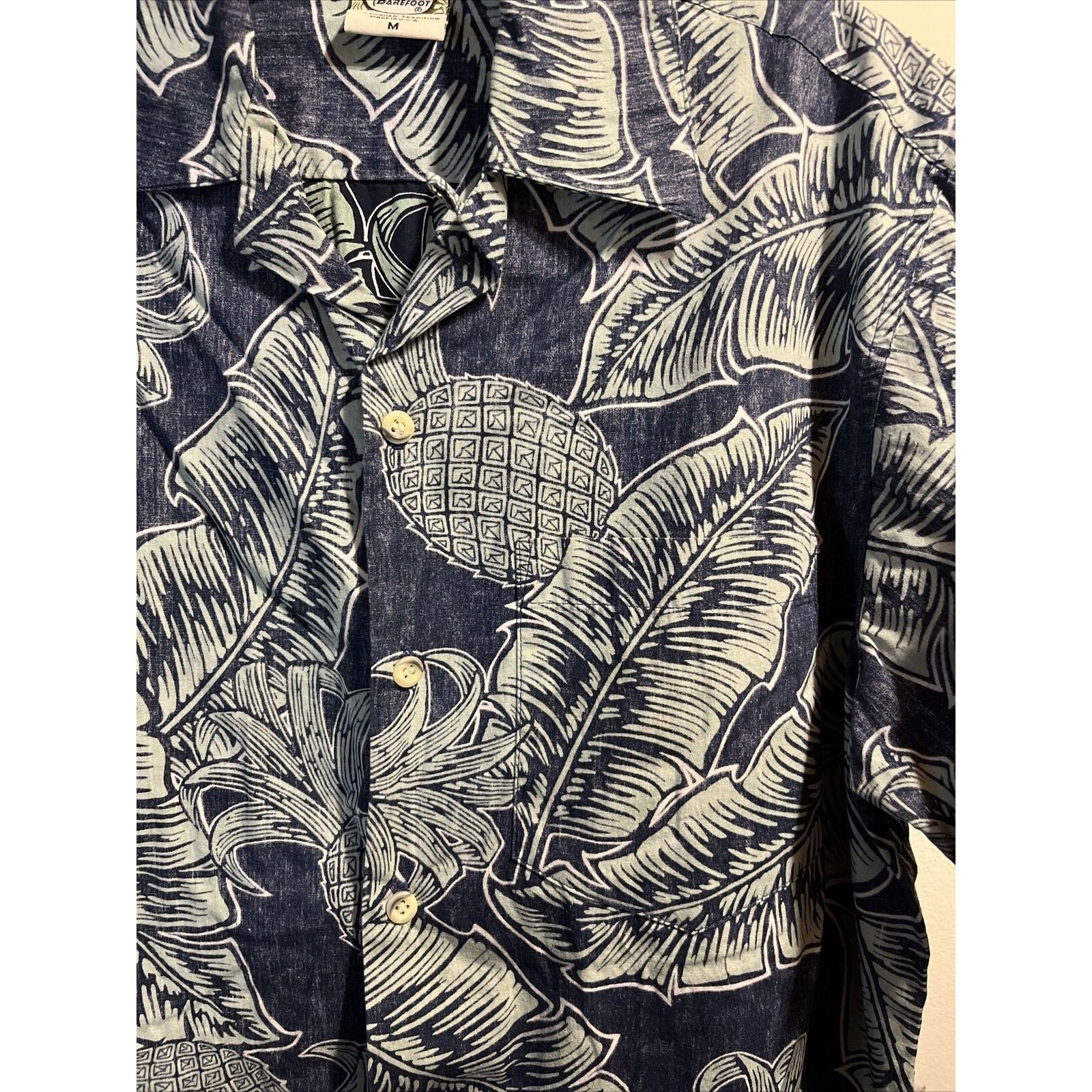 Other Go Barefoot Men’s M Blue Floral SS Cotton Hawaiian Shirt Size US M / EU 48-50 / 2 - 6 Thumbnail
