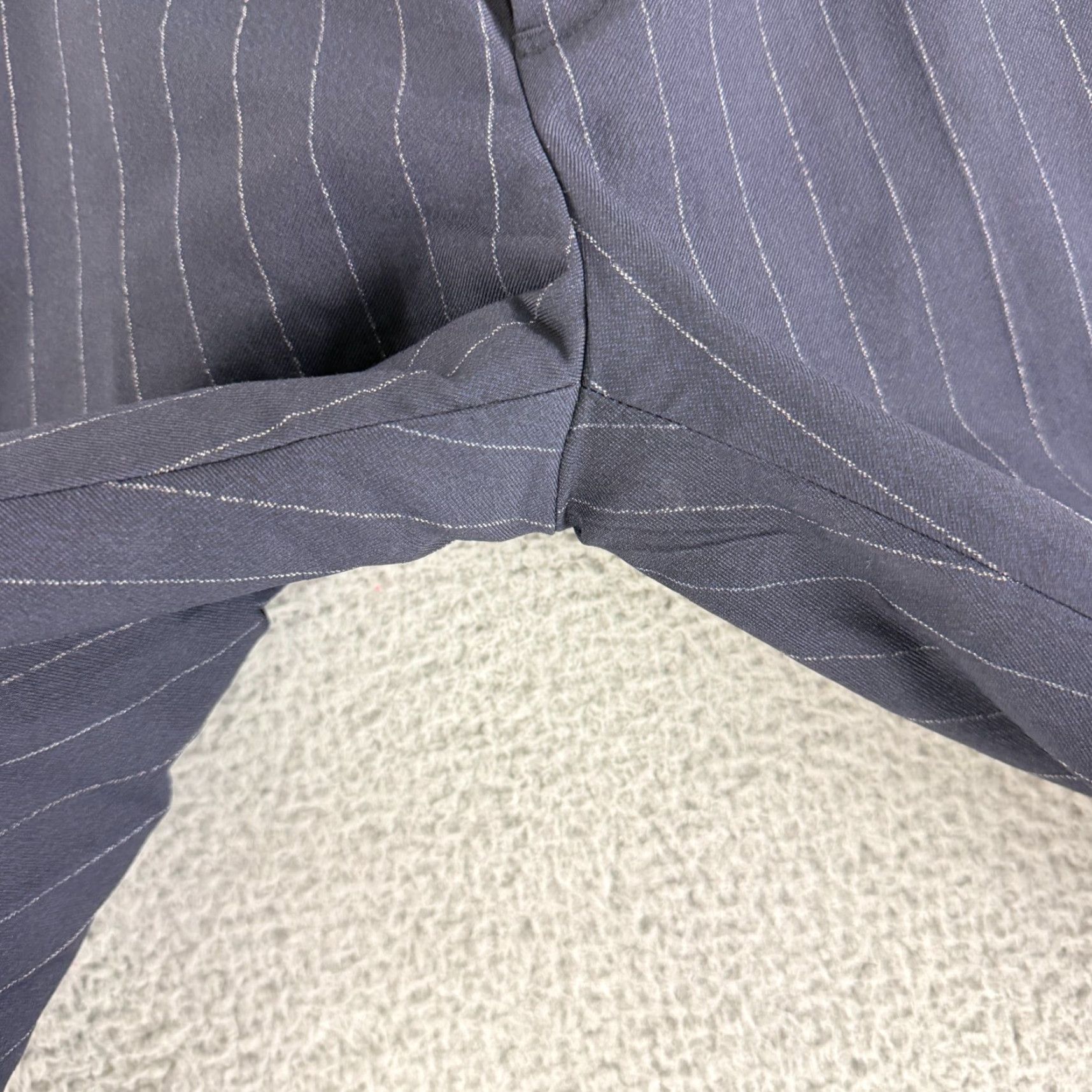 Marni Marni Dress Pants Womens Size 12 Navy Blue Pinstripe Ankle Length Mid-Rise Straight Pants, Blue, 12, Regular, Womens Size 34" / US 12 / IT 48 - 4 Thumbnail