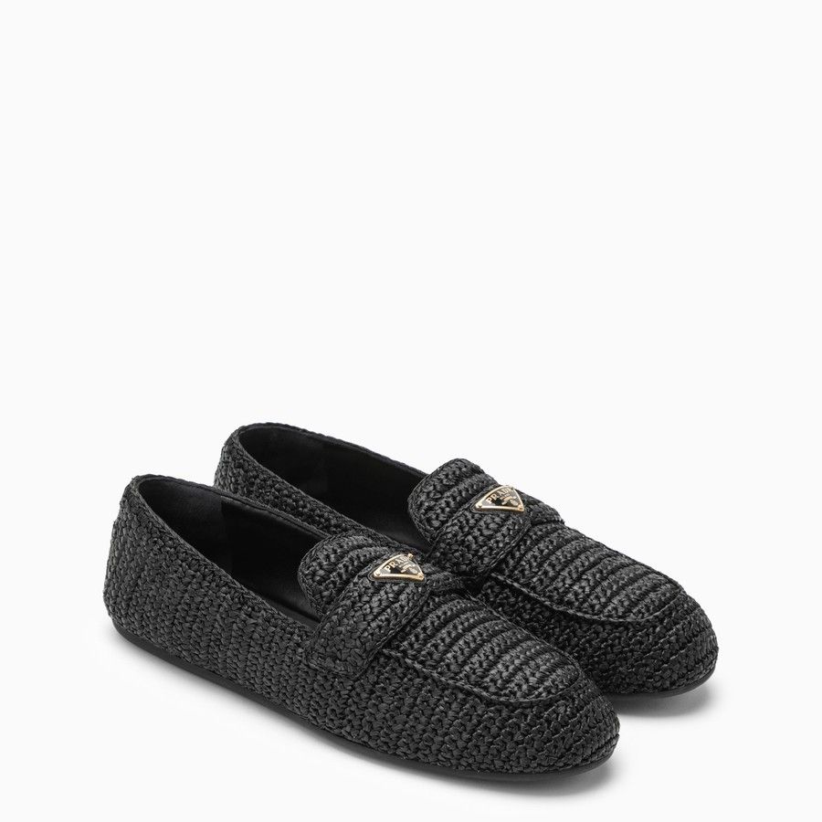 Prada o1d2blof0924 Logo Loafers in Black Size US 6 / IT 36 - 2 Thumbnail
