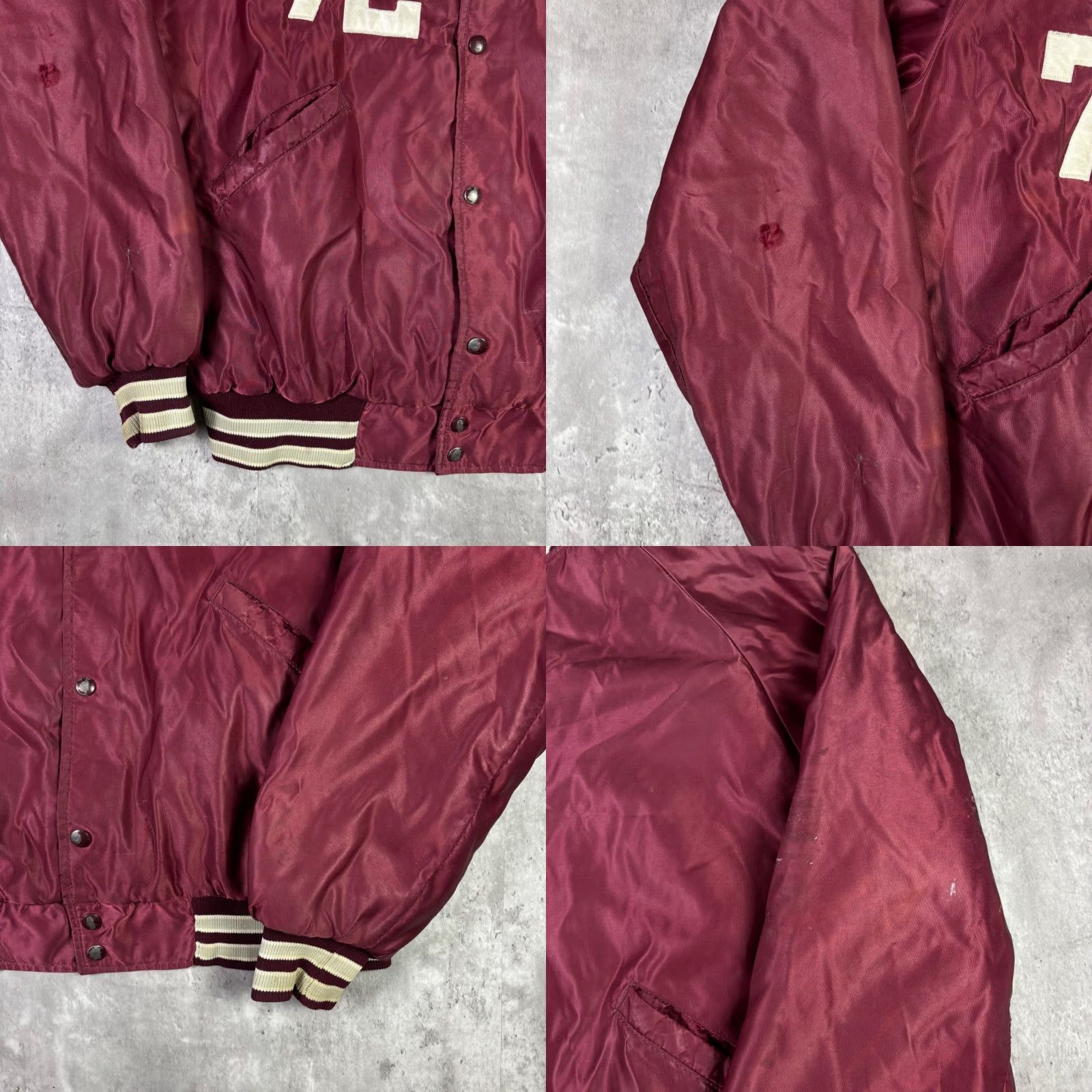 Vintage VINTAGE Butwin Towson Football Satin Varsity Jacket Mens XL Maroon Made in USA Size US XL / EU 56 / 4 - 8 Thumbnail