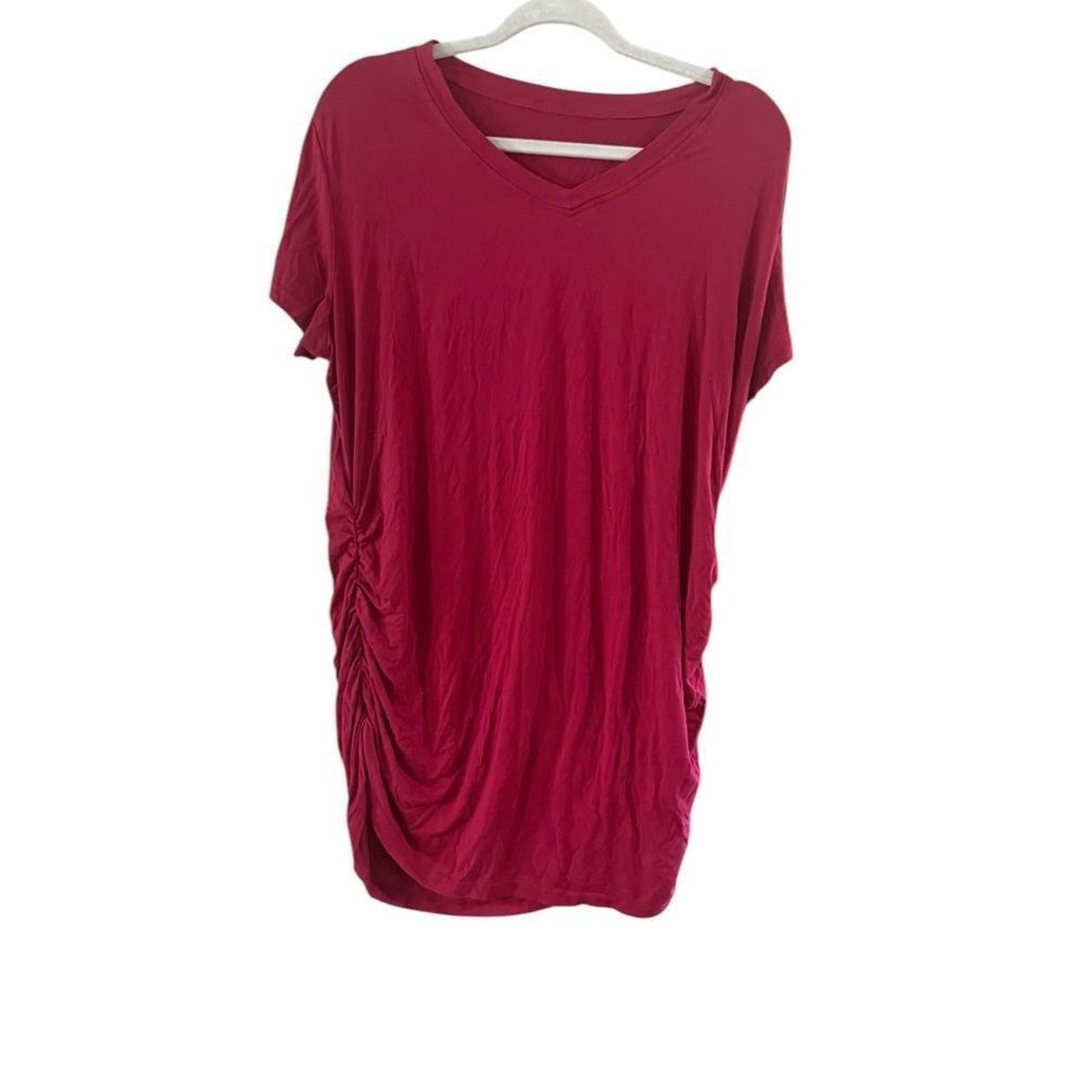 Other Burgundy, short sleeve top rushed sides, size large Size L / US 10 / IT 46 - 1 Thumbnail